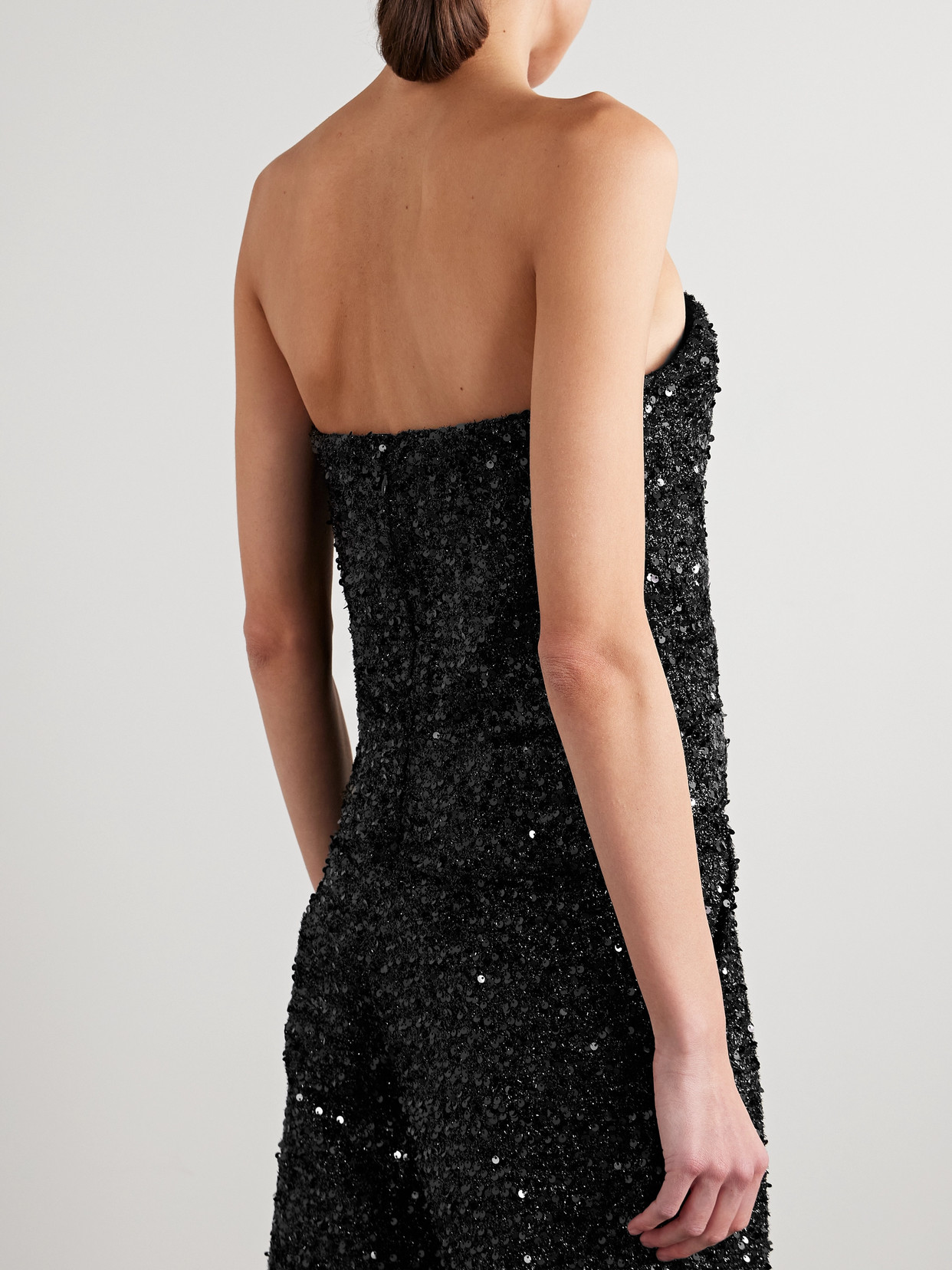 Isabel Marant Aviana Strapless Sequined Metallic Tulle Top In Black