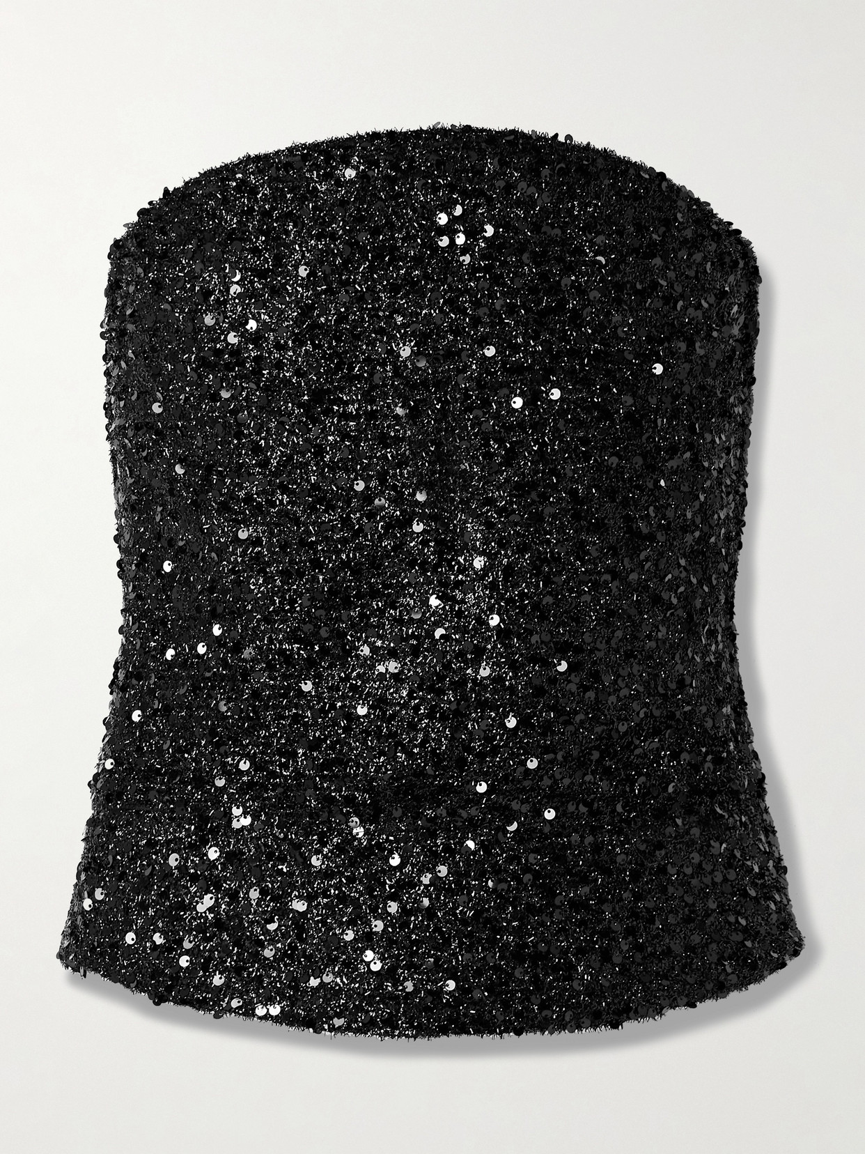 Isabel Marant Aviana Strapless Sequined Metallic Tulle Top In Black