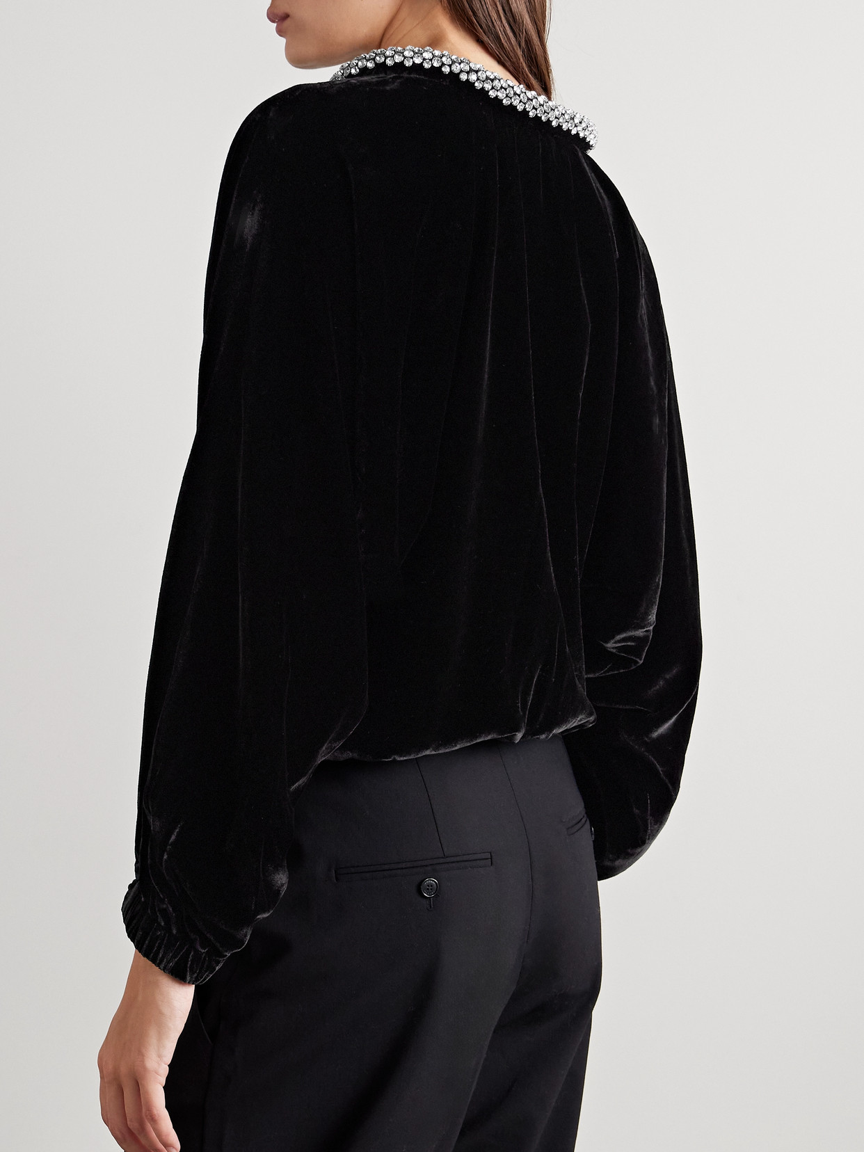 ISABEL MARANT BERTINA CRYSTAL-EMBELLISHED VELVET TOP