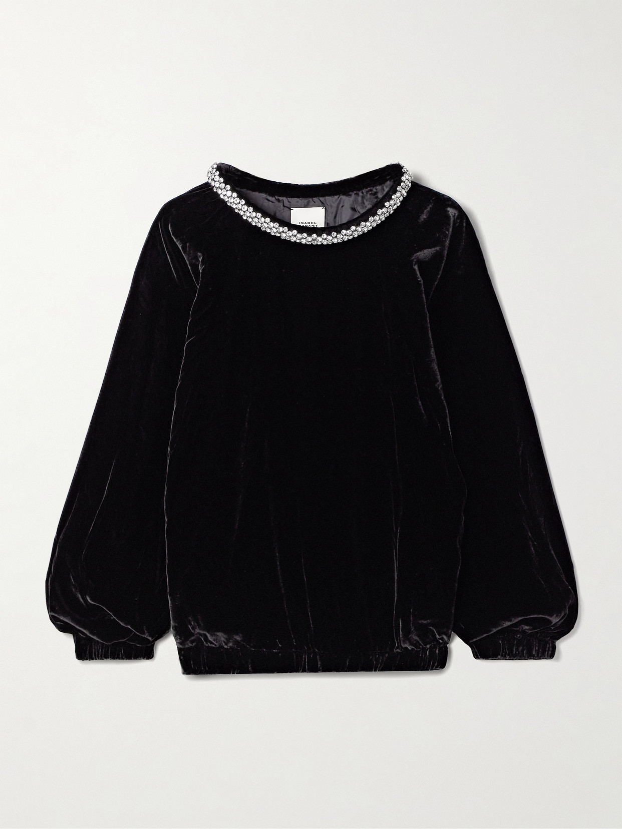Isabel Marant - Bertina Crystal-embellished Velvet Top - Black