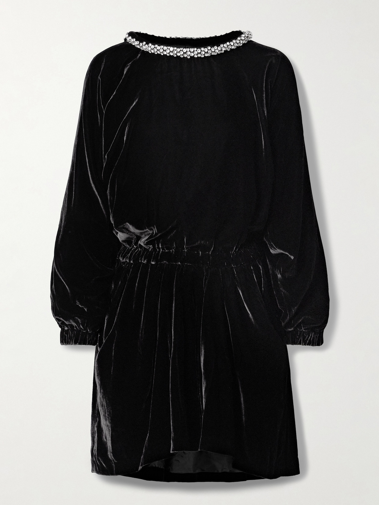 Isabel Marant - Beniga Crystal-embellished Velvet Mini Dress - Black