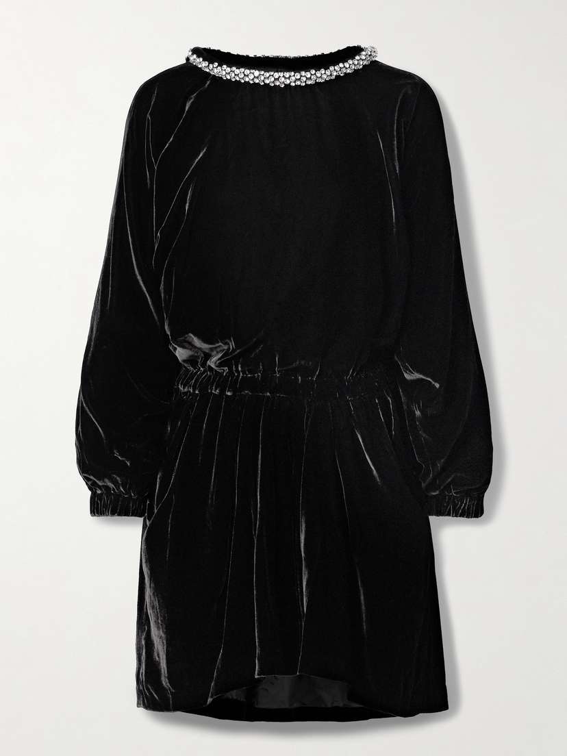 Isabel Marant Beniga Crystal-embellished Velvet Mini Dress