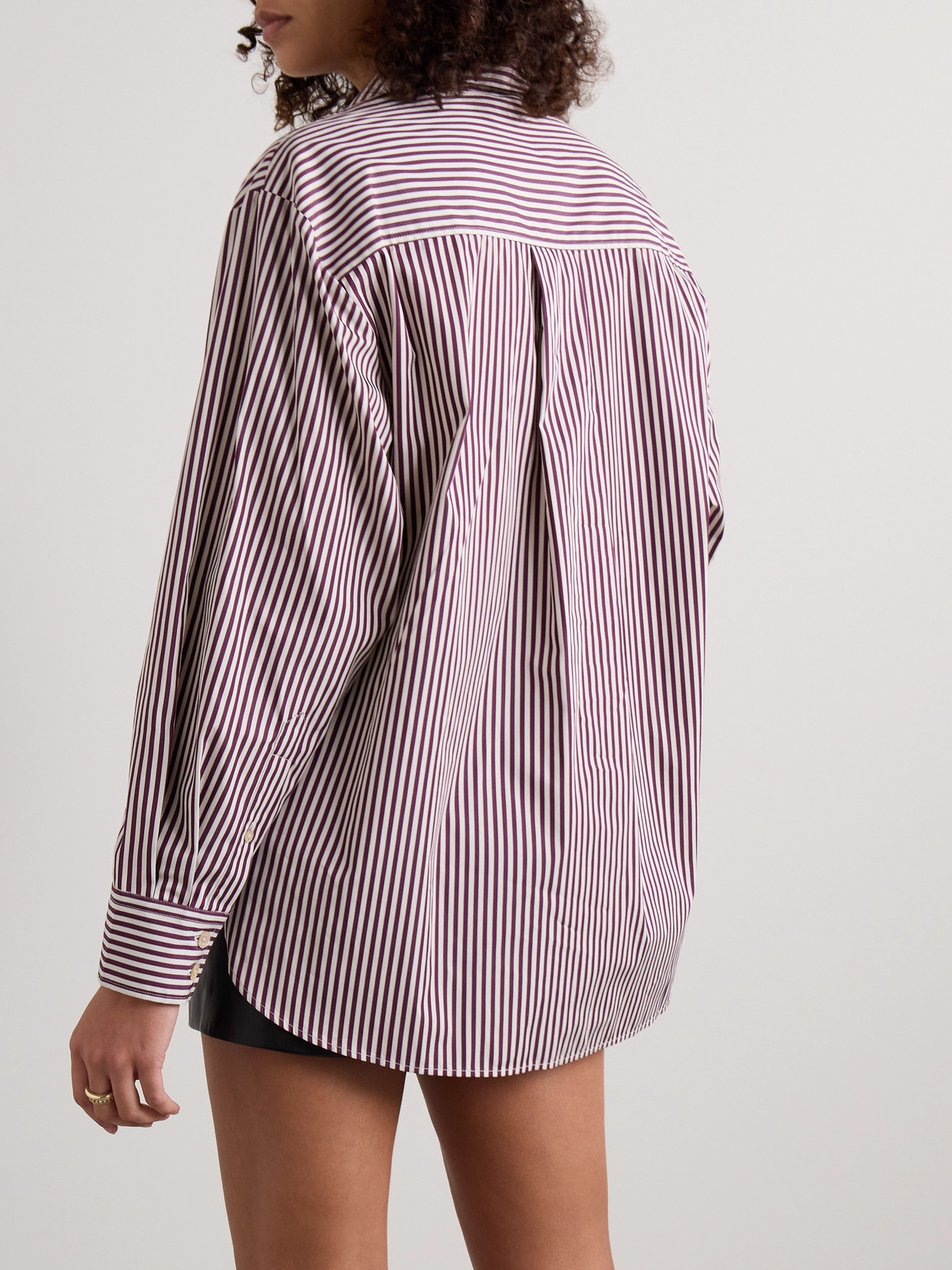 Isabel Marant Fabriza Embroidered Striped Cotton-poplin Shirt In Burgundy