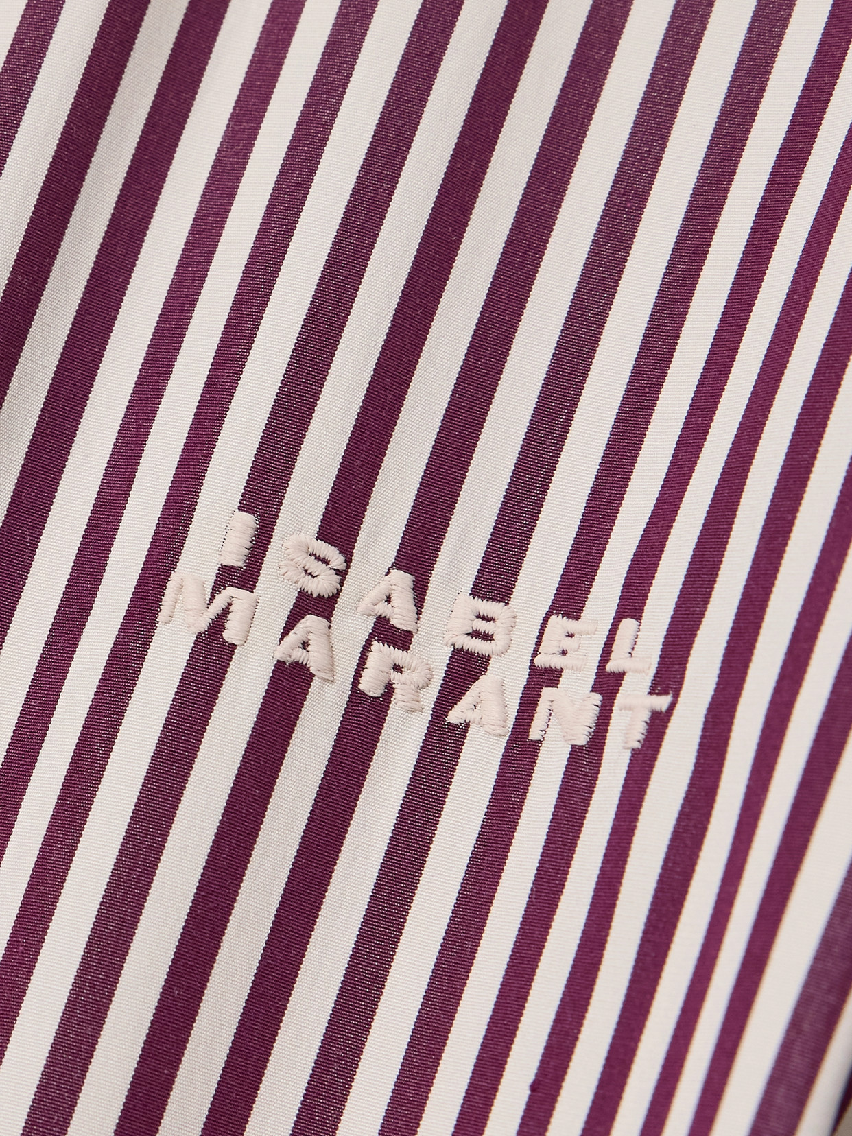 Isabel Marant Fabriza Embroidered Striped Cotton-poplin Shirt In Burgundy