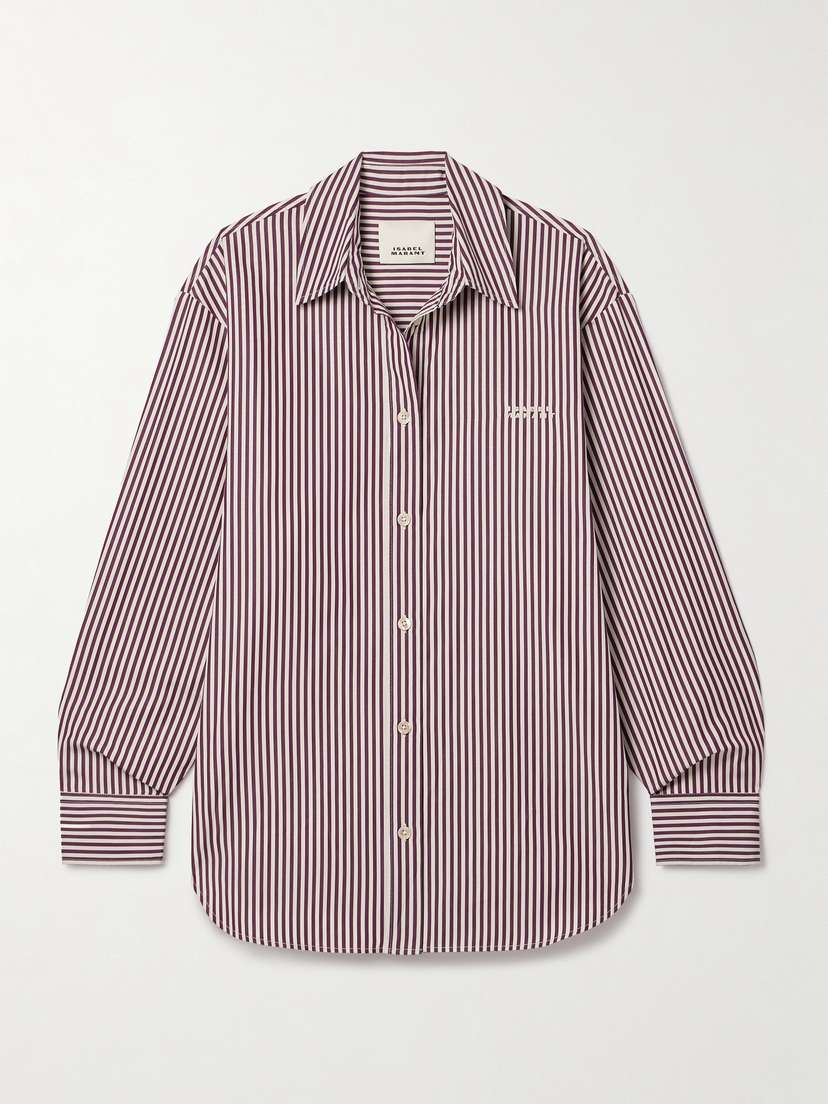 Isabel Marant Fabriza Embroidered Striped Cotton-poplin Shirt
