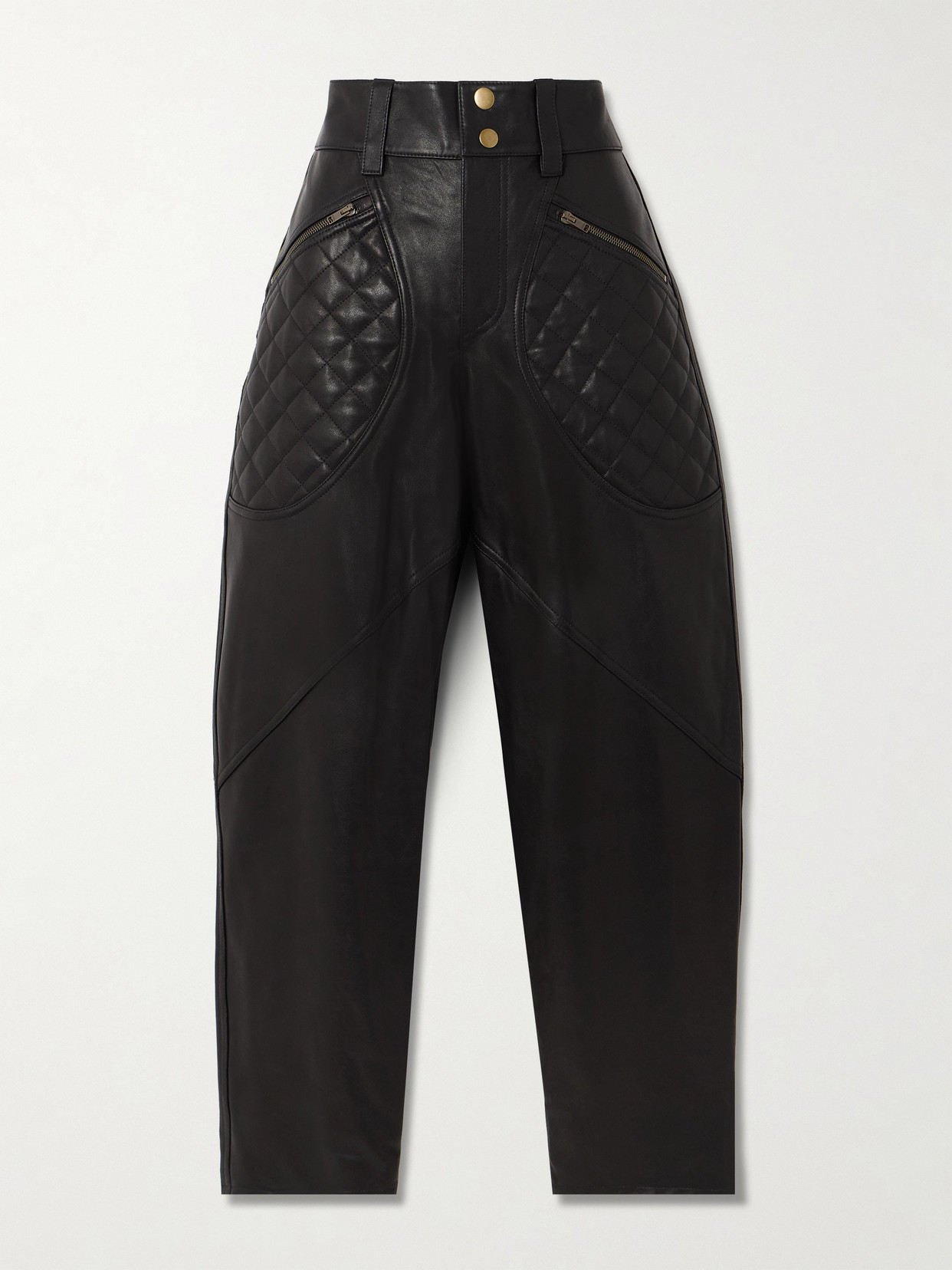 Isabel Marant - Catarina Paneled Leather Tapered Pants - Black