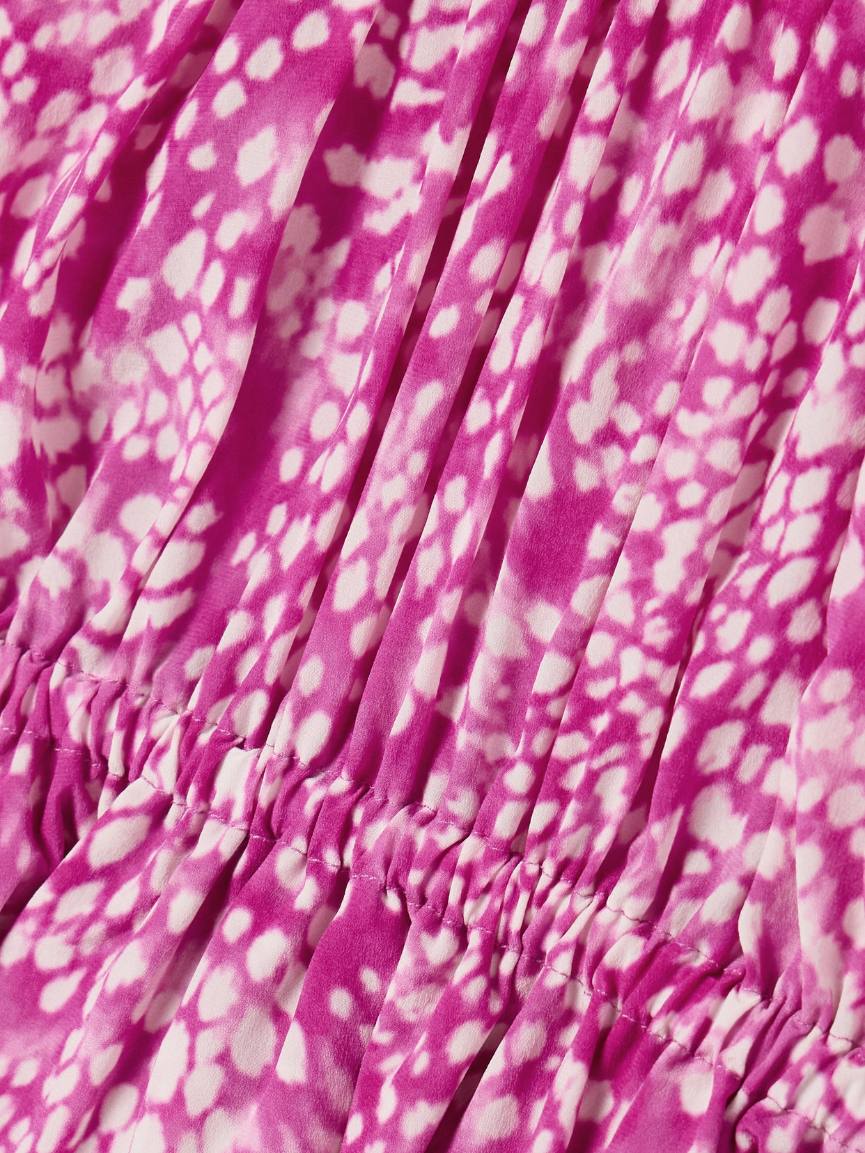 Isabel Marant Gelina Gathered Printed Silk-blend Crepe Blouse In Pink