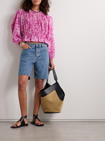Isabel Marant Gelina gathered printed silk-blend crepe blouse