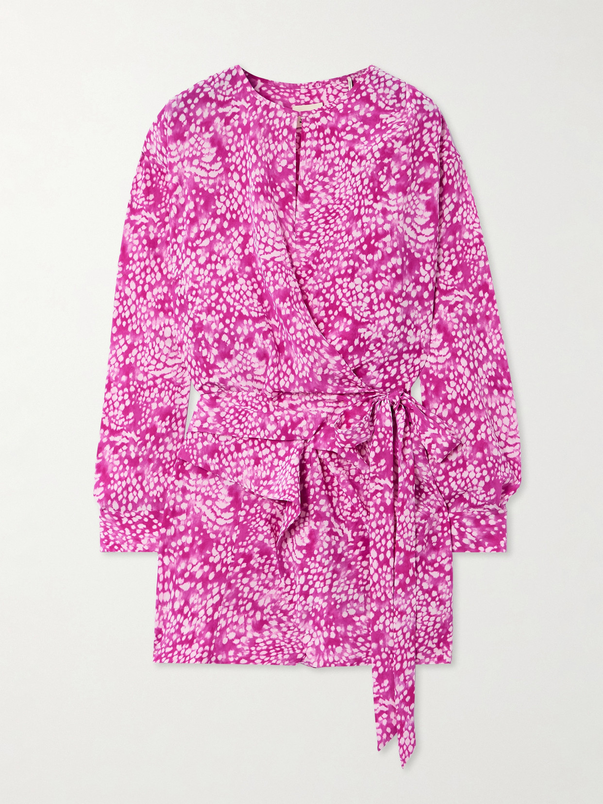 Isabel Marant Gathered Printed Silk-blend Crepe Mini Dress In Pink