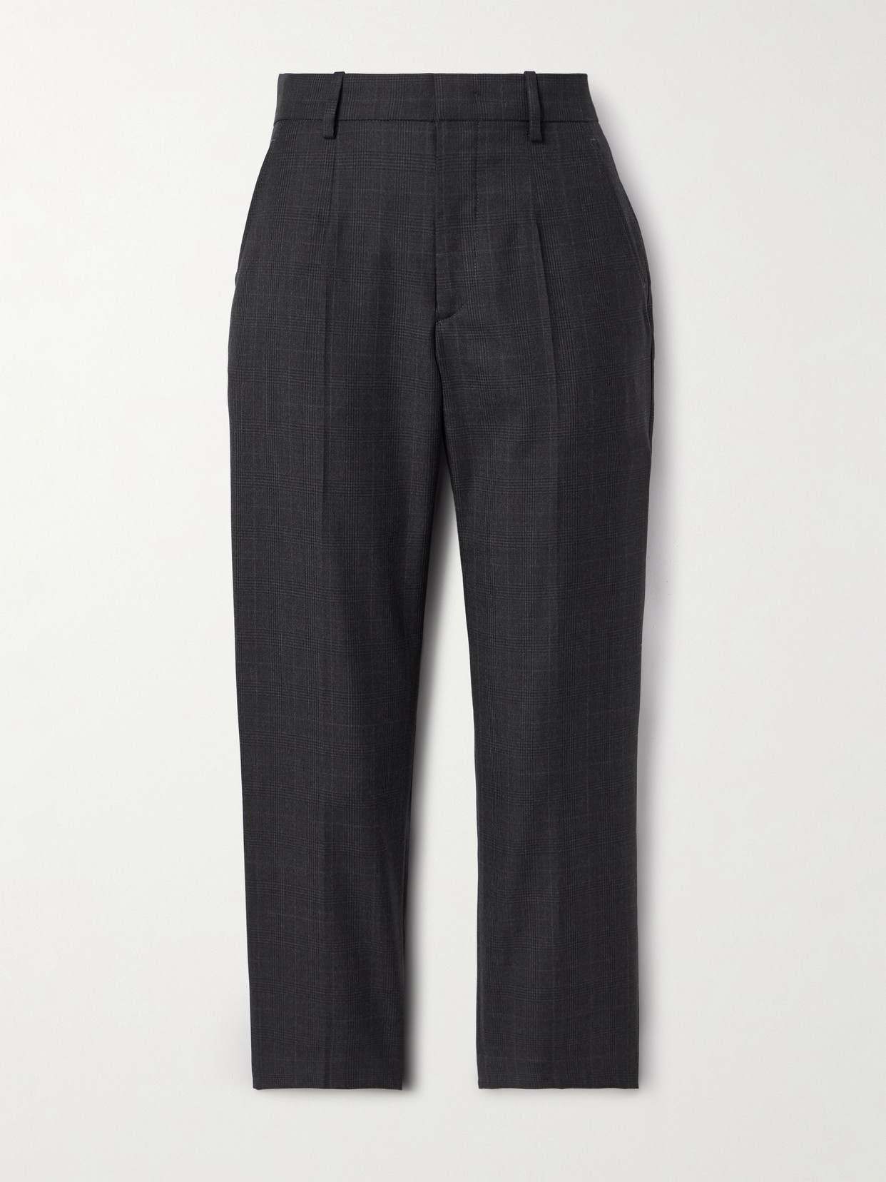 Isabel Marant Ritana Cropped Prince Of Wales Checked Wool Tapered Pants In Gray
