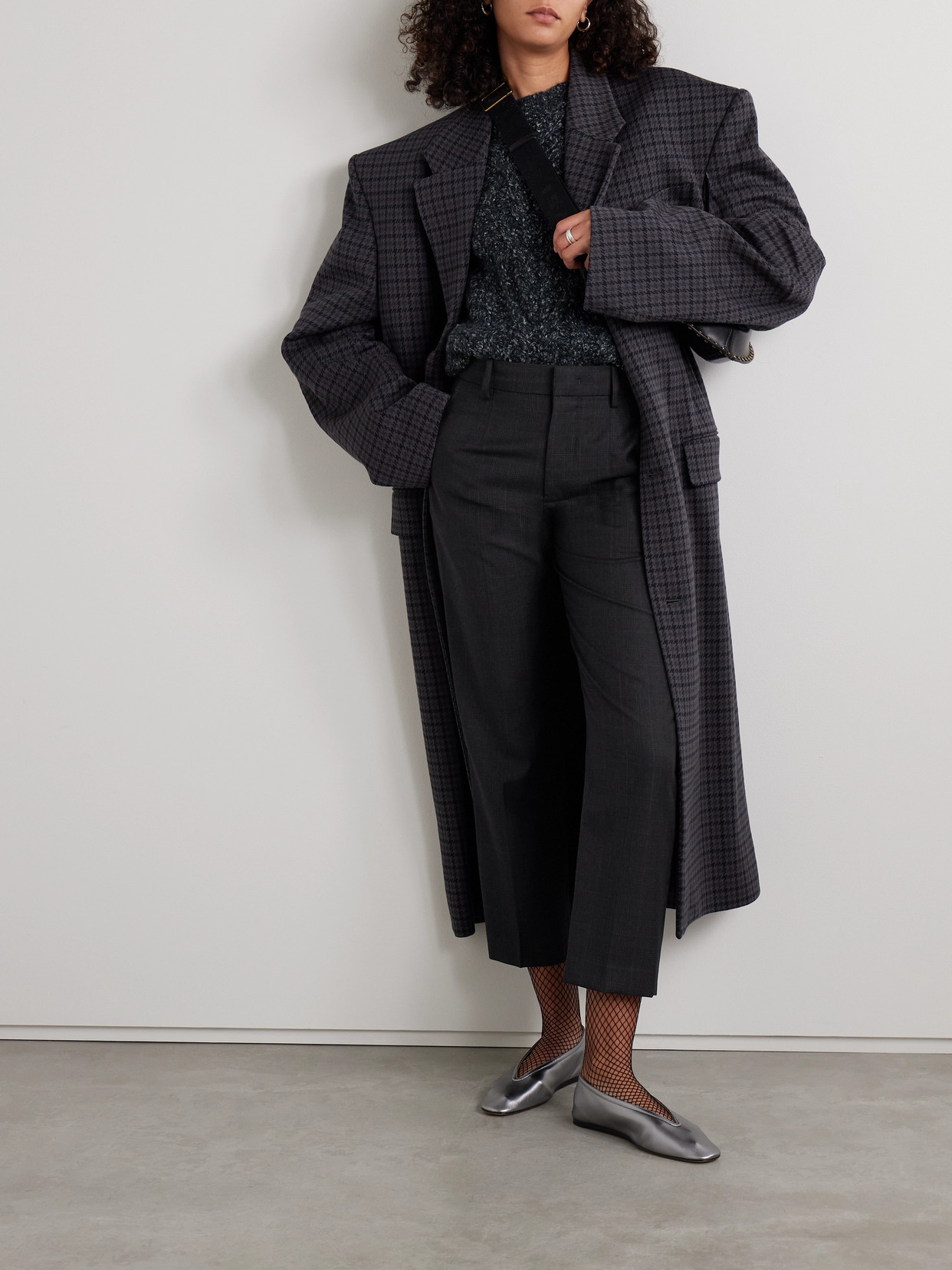 ISABEL MARANT RITANA CROPPED PRINCE OF WALES CHECKED WOOL TAPERED PANTS