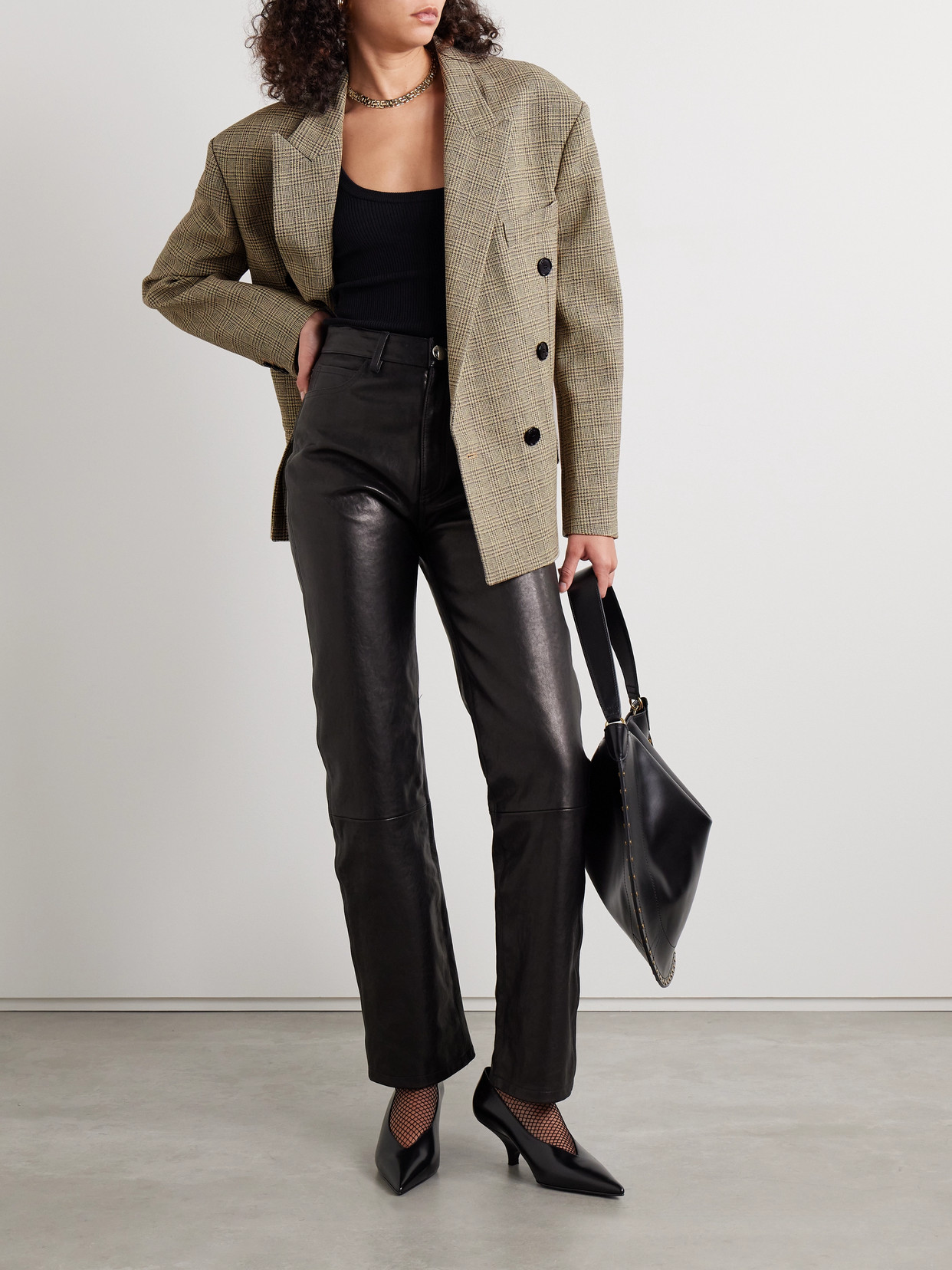 Isabel Marant Klero Double-breasted Checked Wool Blazer In Multi