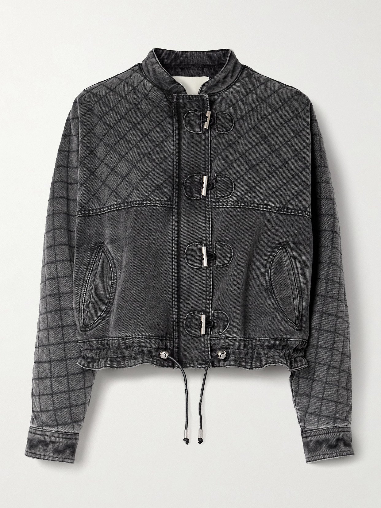 Isabel Marant Celiany Quilted Denim Bomber Jacket In Gray