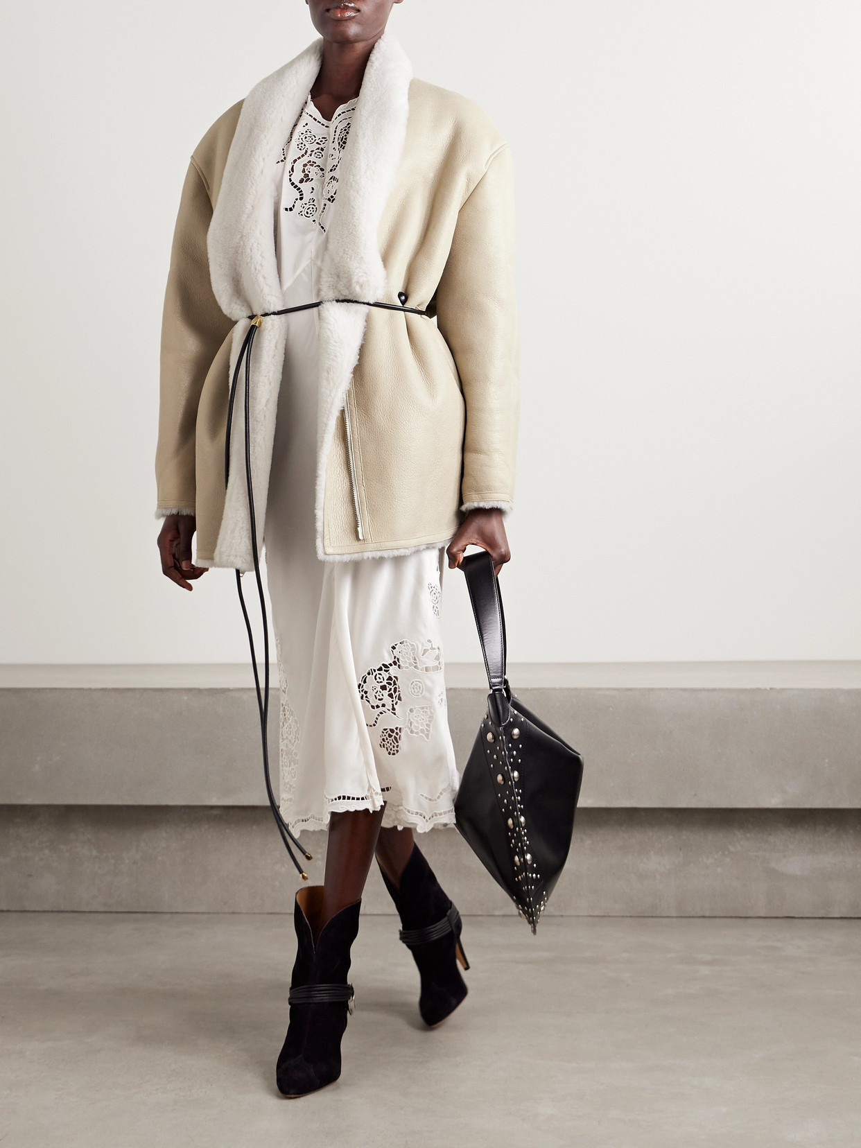 Isabel Marant Elanore Shearling Jacket In Gray