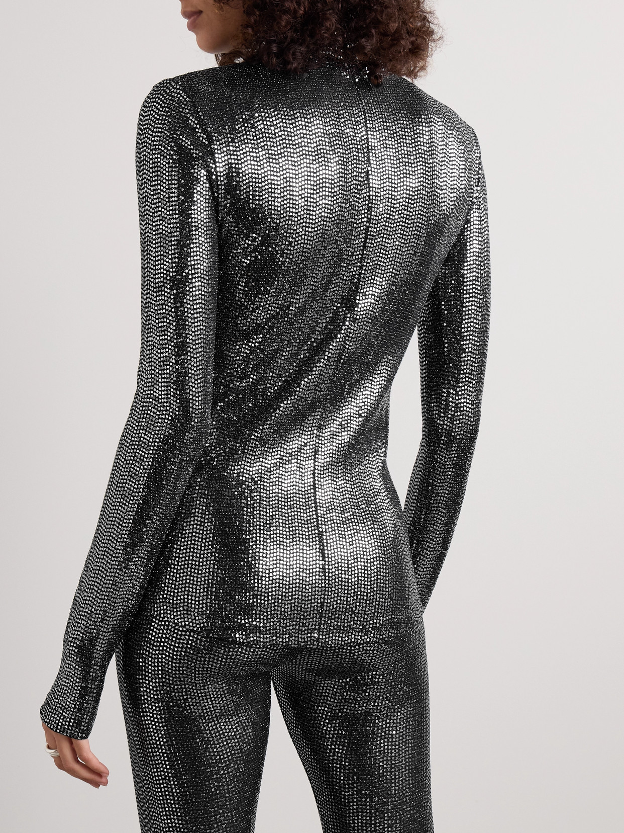 Isabel Marant Joyela Sequined Stretch-jersey Turtleneck Top In Black