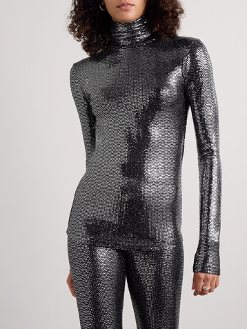 Isabel Marant Joyela sequined stretch-jersey turtleneck top