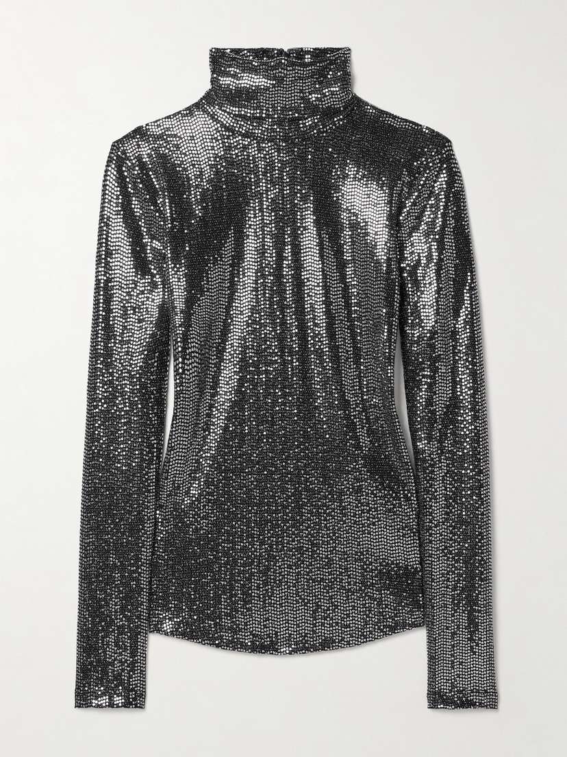 Isabel Marant Joyela Sequined Stretch-jersey Turtleneck Top