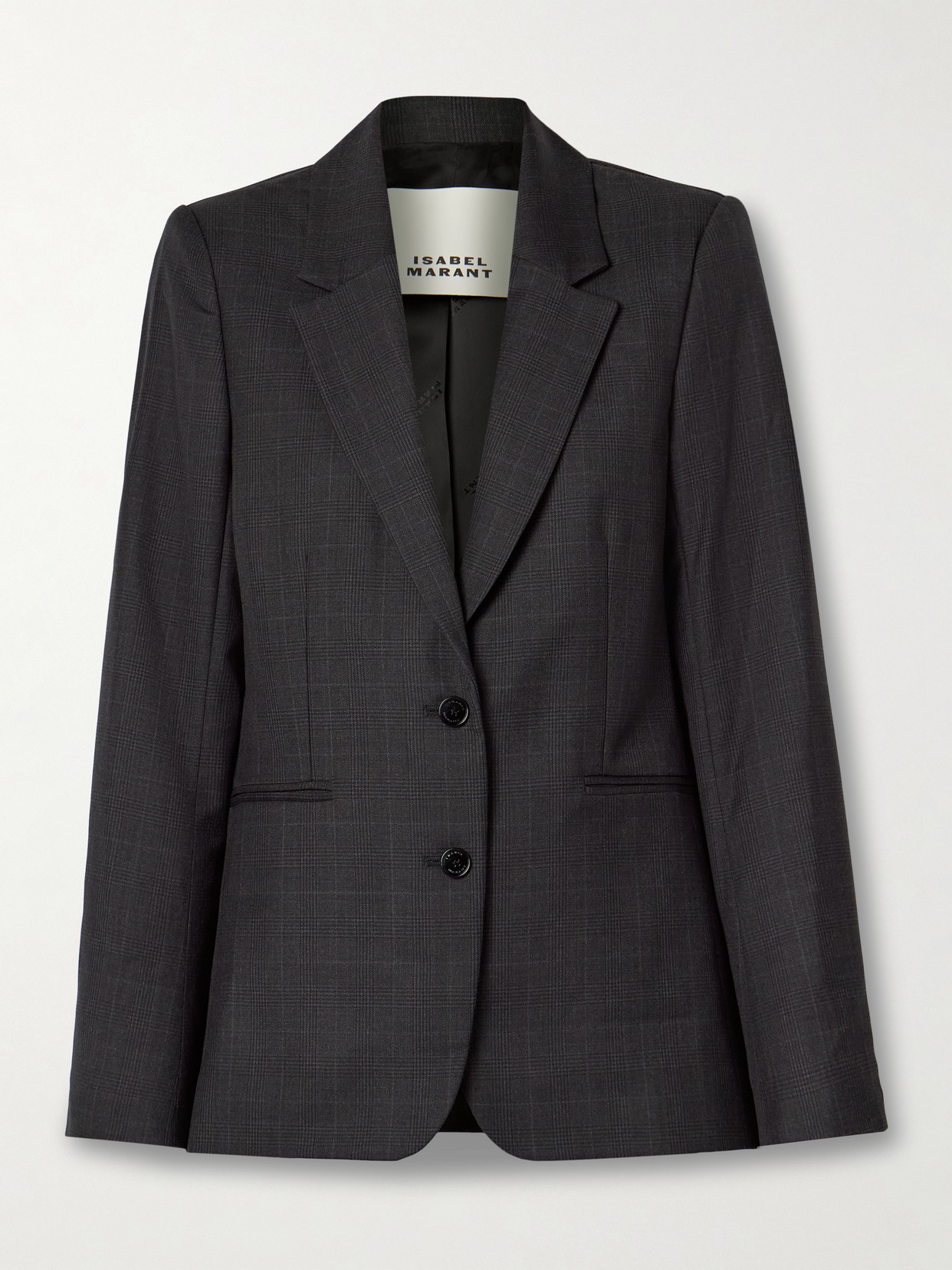 Isabel Marant Reva Prince Of Wales Checked Wool Blazer In Gray
