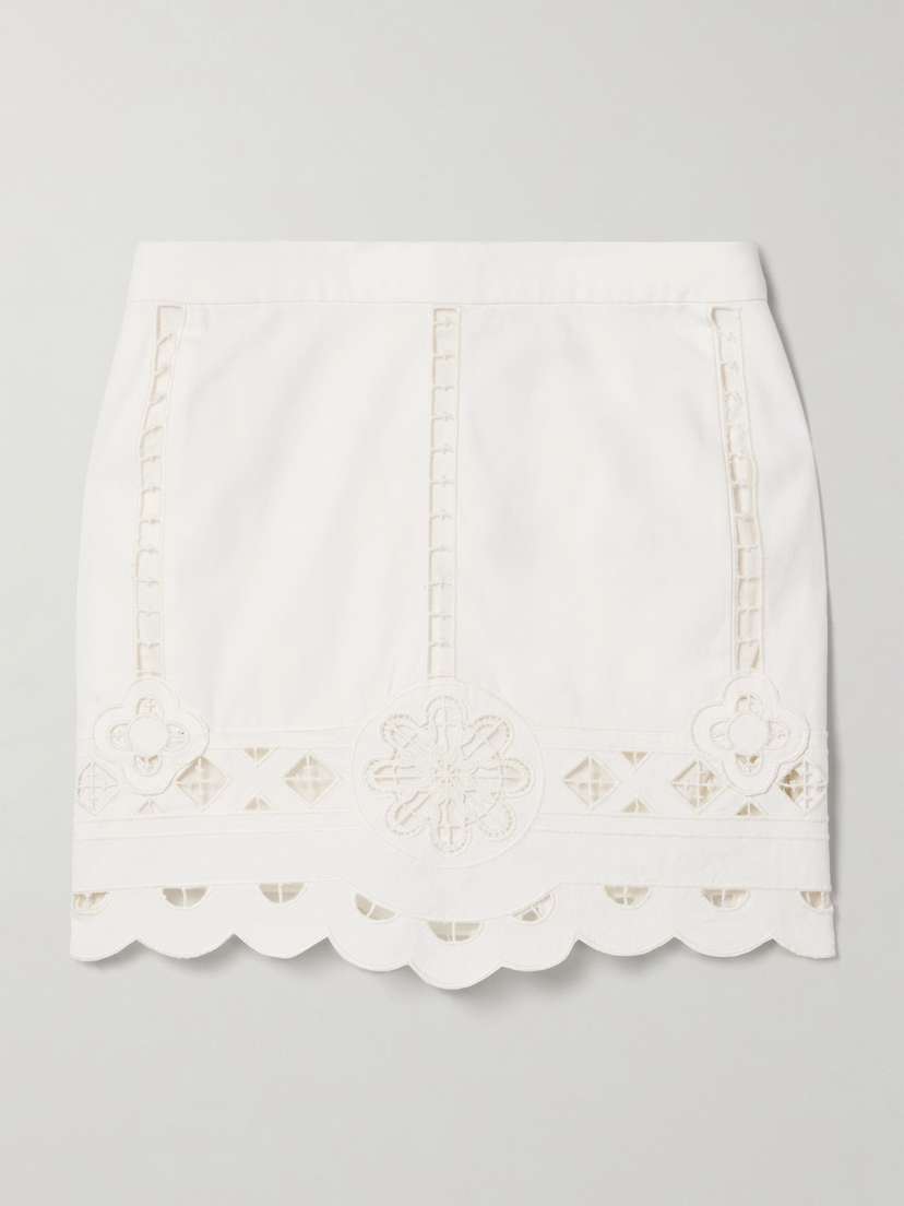 Isabel Marant Palmira Scalloped Broderie Anglaise Cotton Mini Skirt