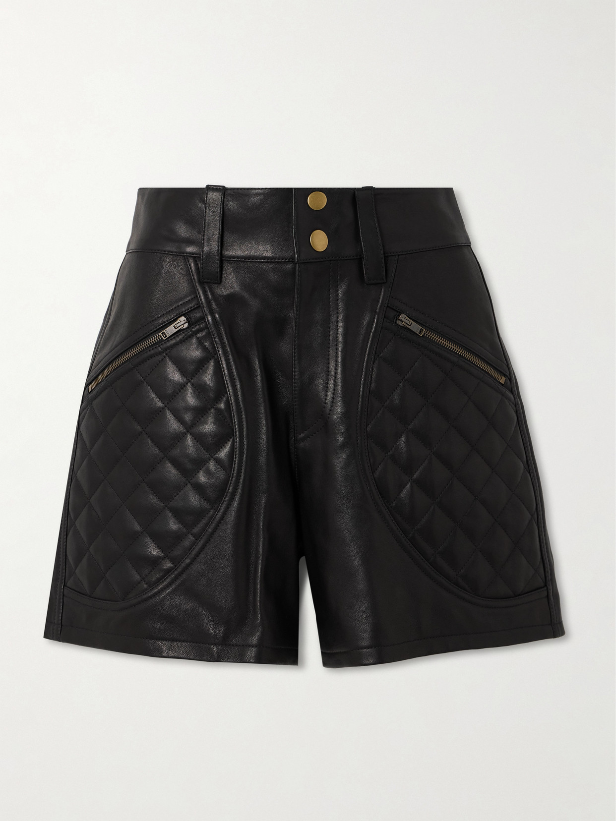 Isabel Marant Candice Quilted Leather Shorts In Black