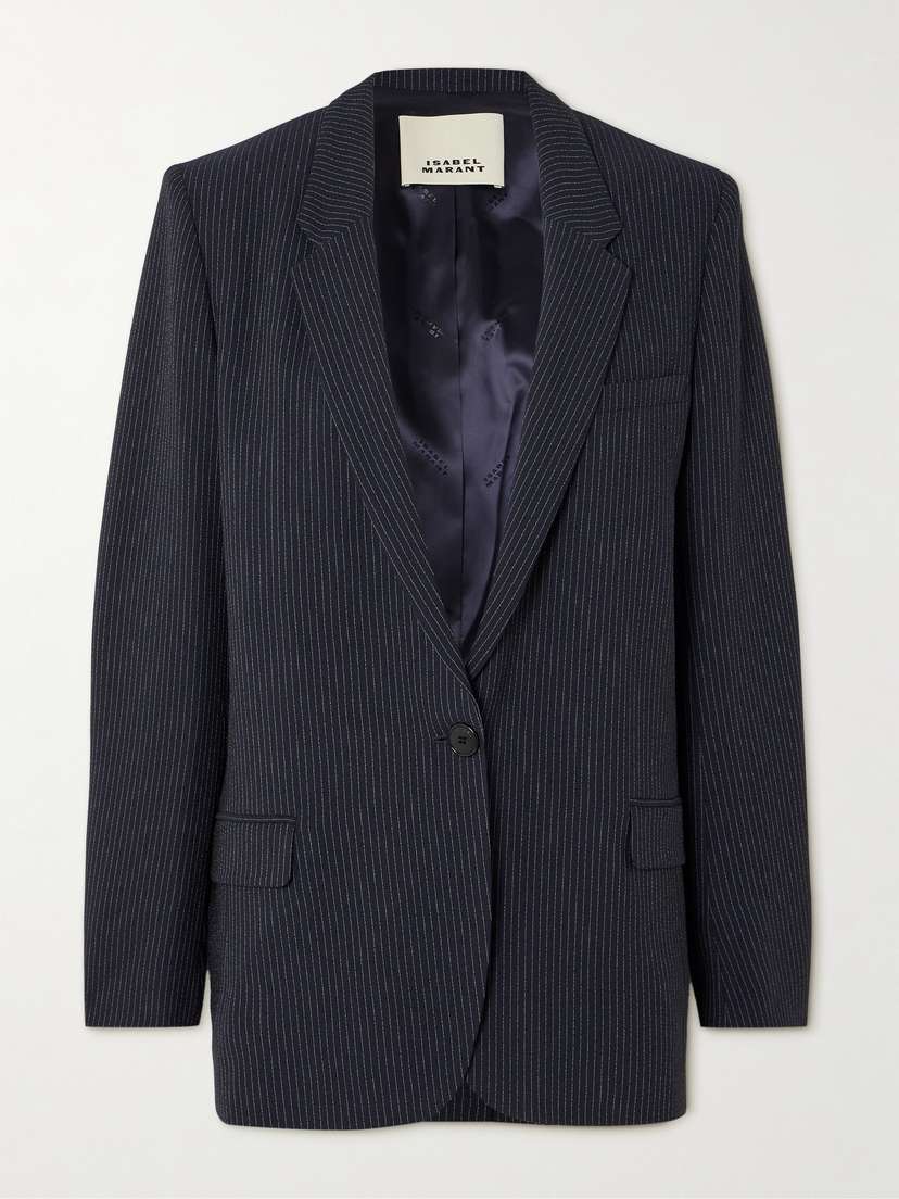 Isabel Marant Omelia Pinstriped Crepe Blazer