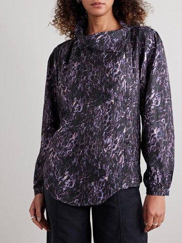 Isabel Marant Muriel draped printed satin-jacquard shirt