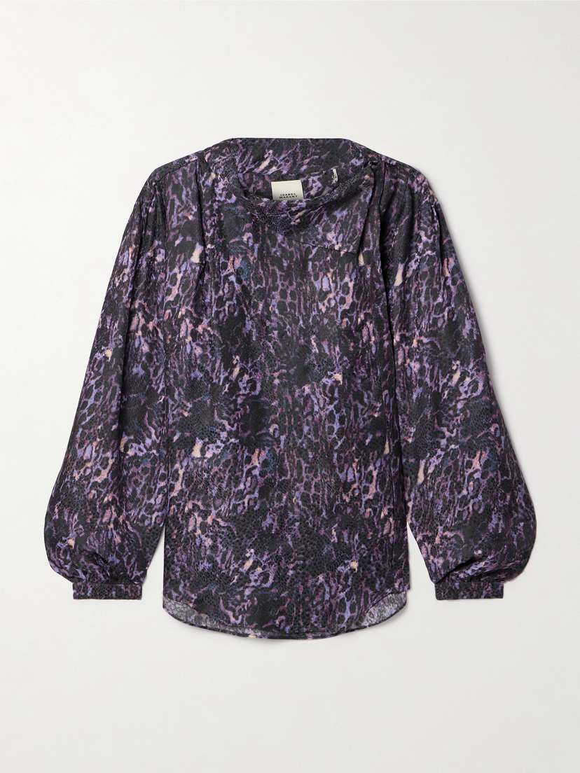 Isabel Marant Muriel Draped Printed Satin-jacquard Shirt
