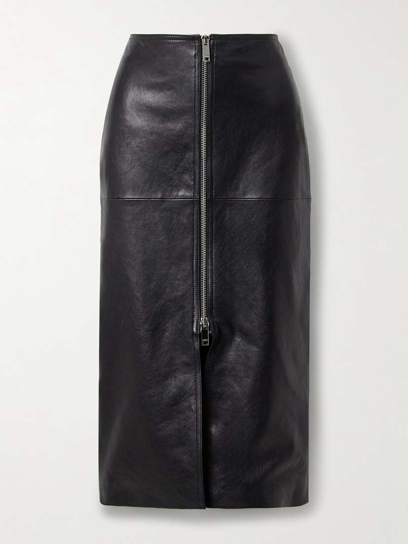 Isabel Marant Ediaz Paneled Leather Midi Skirt