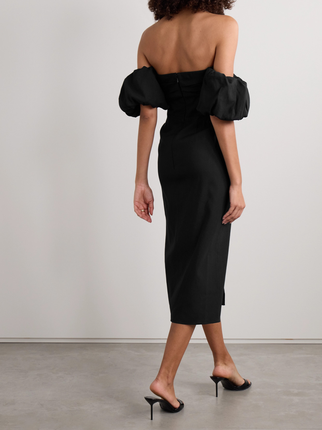 ISABEL MARANT DARLENA STRAPLESS GATHERED HEMP-BLEND MIDI DRESS