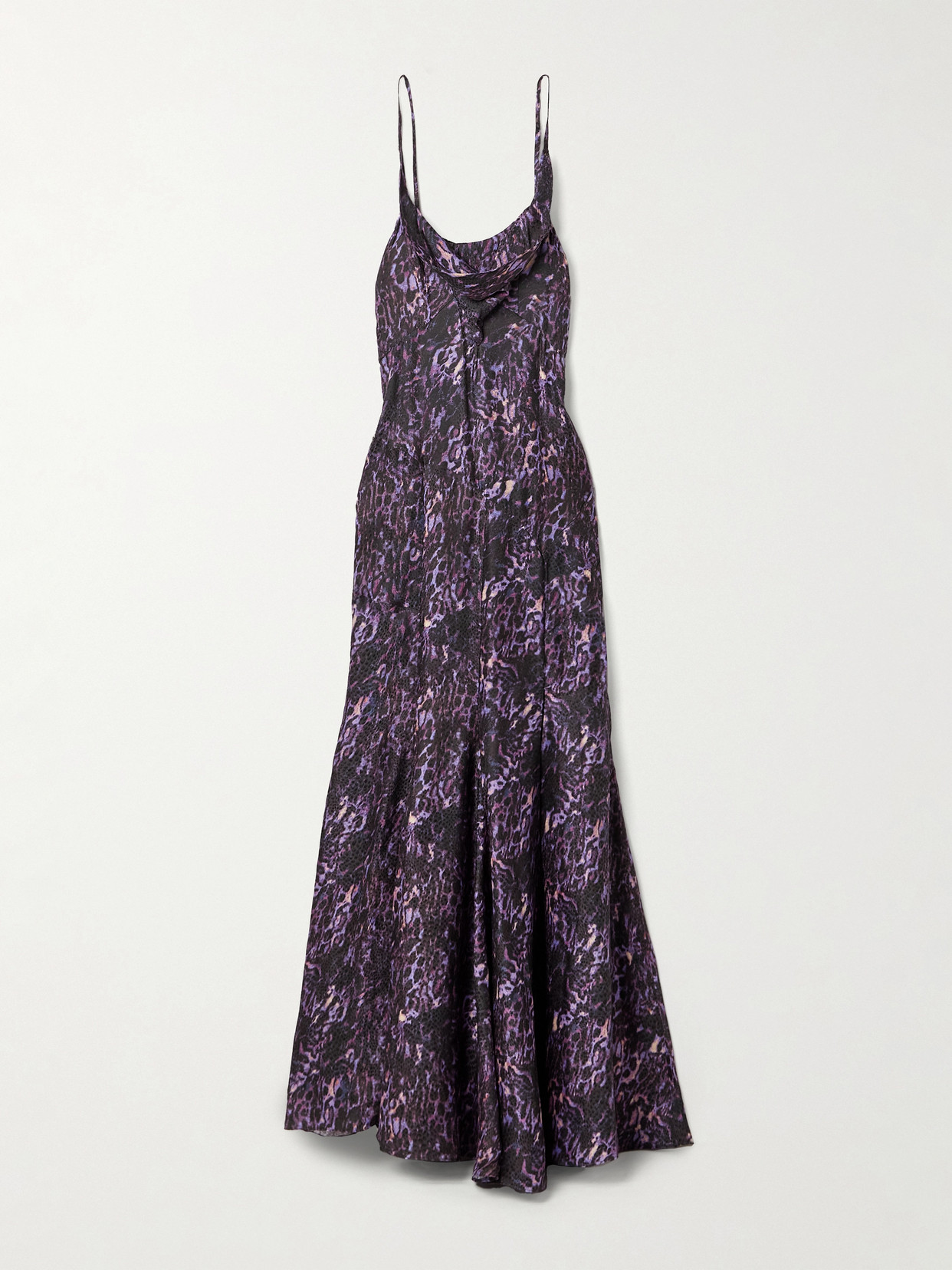 Isabel Marant Manelia Draped Printed Fil Coupé Maxi Dress In Purple
