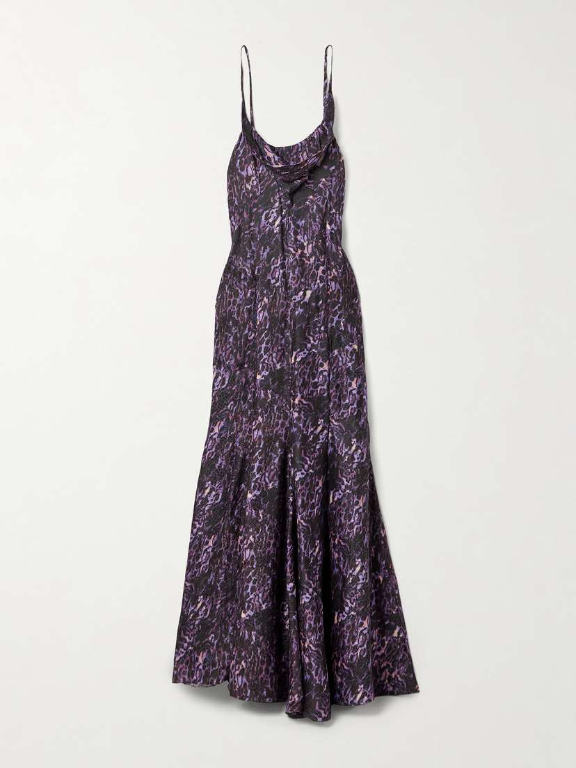 Isabel Marant Manelia Draped Printed Fil Coupé Maxi Dress
