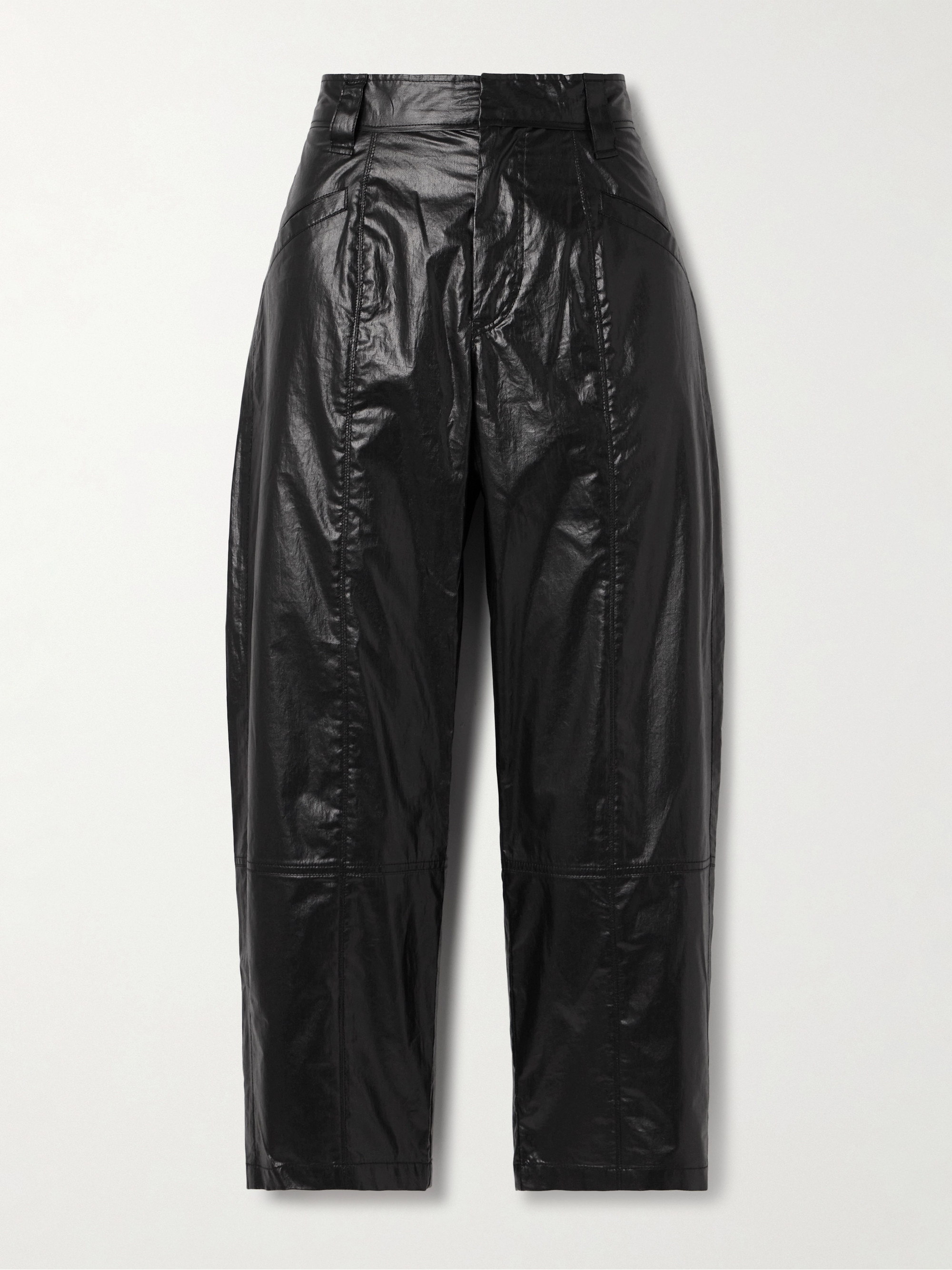 Marant Étoile Aude cropped paneled coated cotton-blend straight-leg pants thumbnail