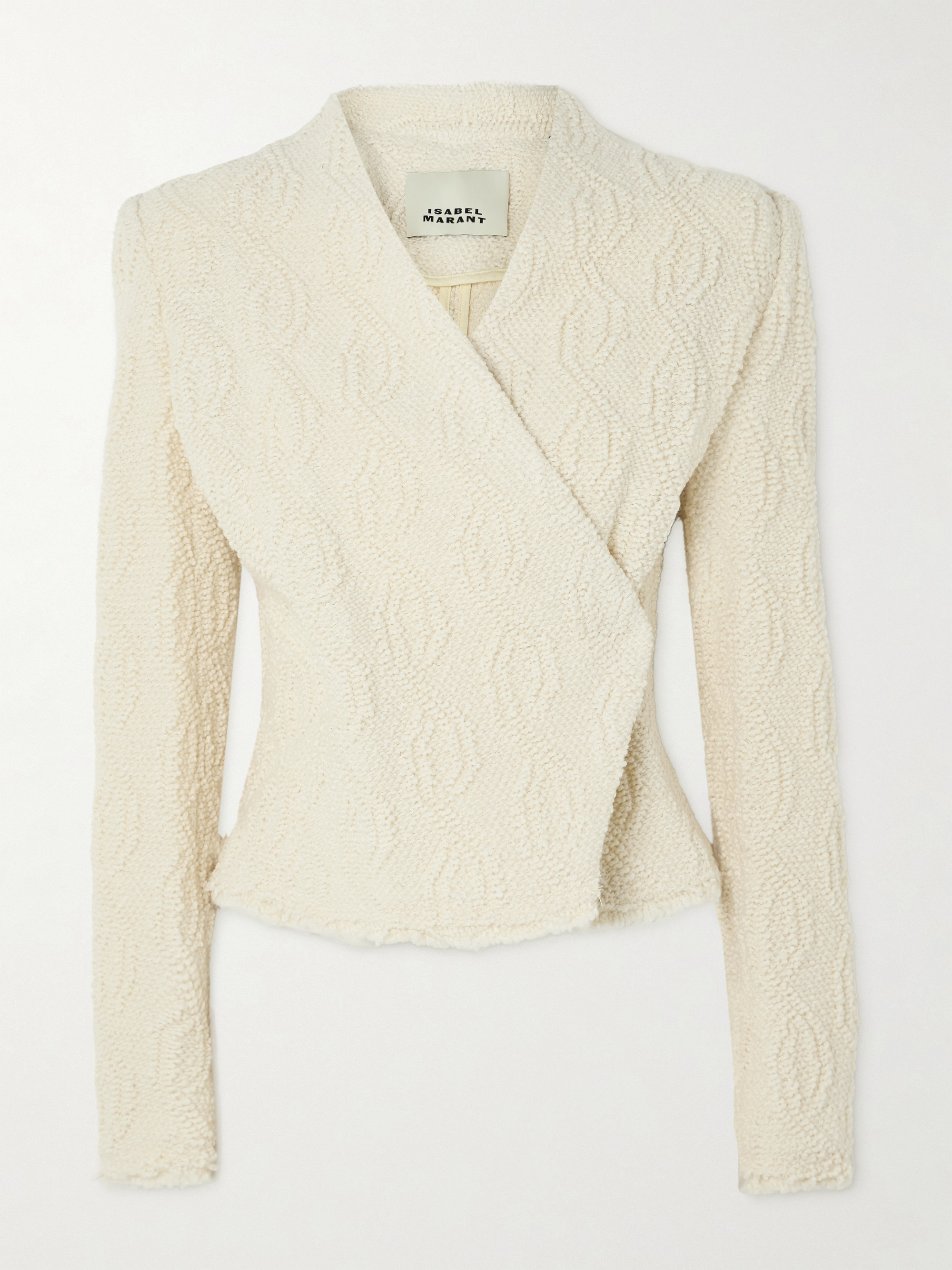 Isabel Marant - Loyana asymmetric frayed cable-knit wool-blend