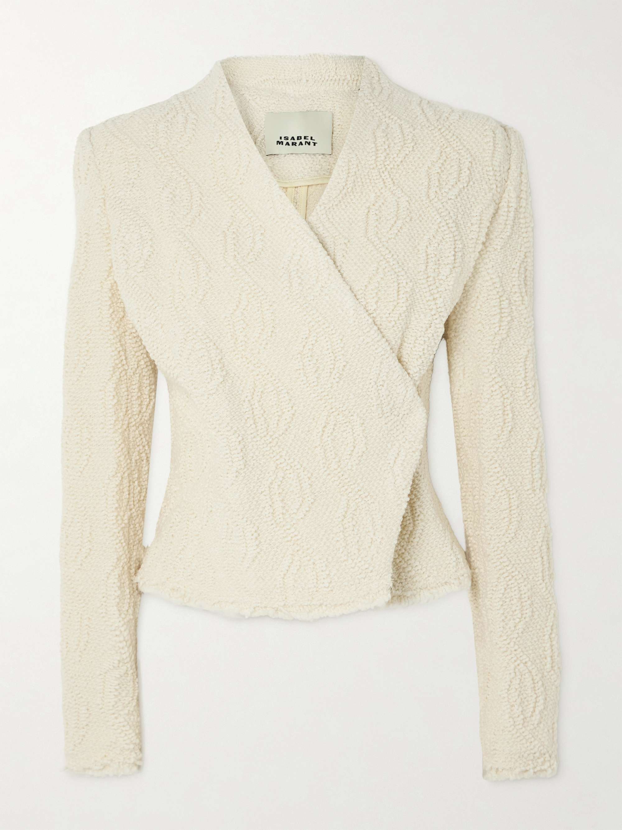 ISABEL MARANT Loyana asymmetric frayed cable knit wool blend jacket NET A PORTER