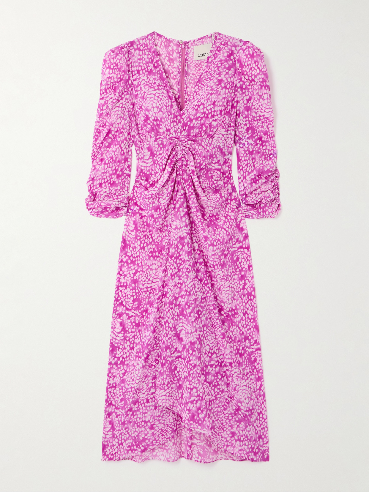 Isabel Marant Albini Printed Asymmetric Stretch-silk Dress In Pink