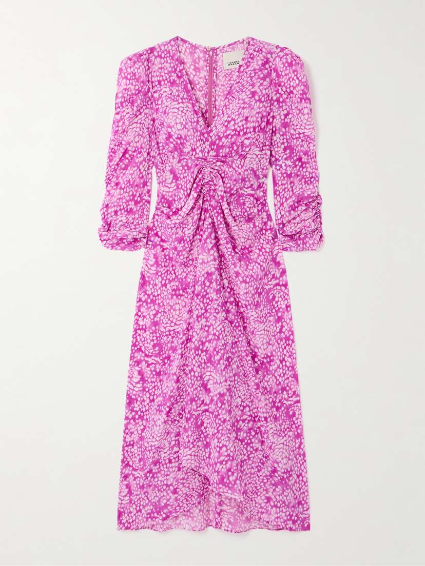 Isabel Marant Albini Printed Asymmetric Stretch-silk Dress