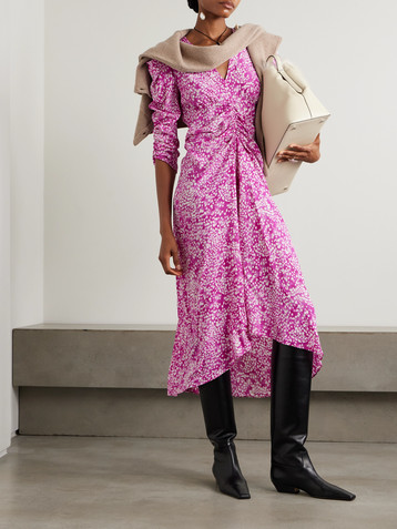 Isabel Marant Albini printed asymmetric stretch-silk dress