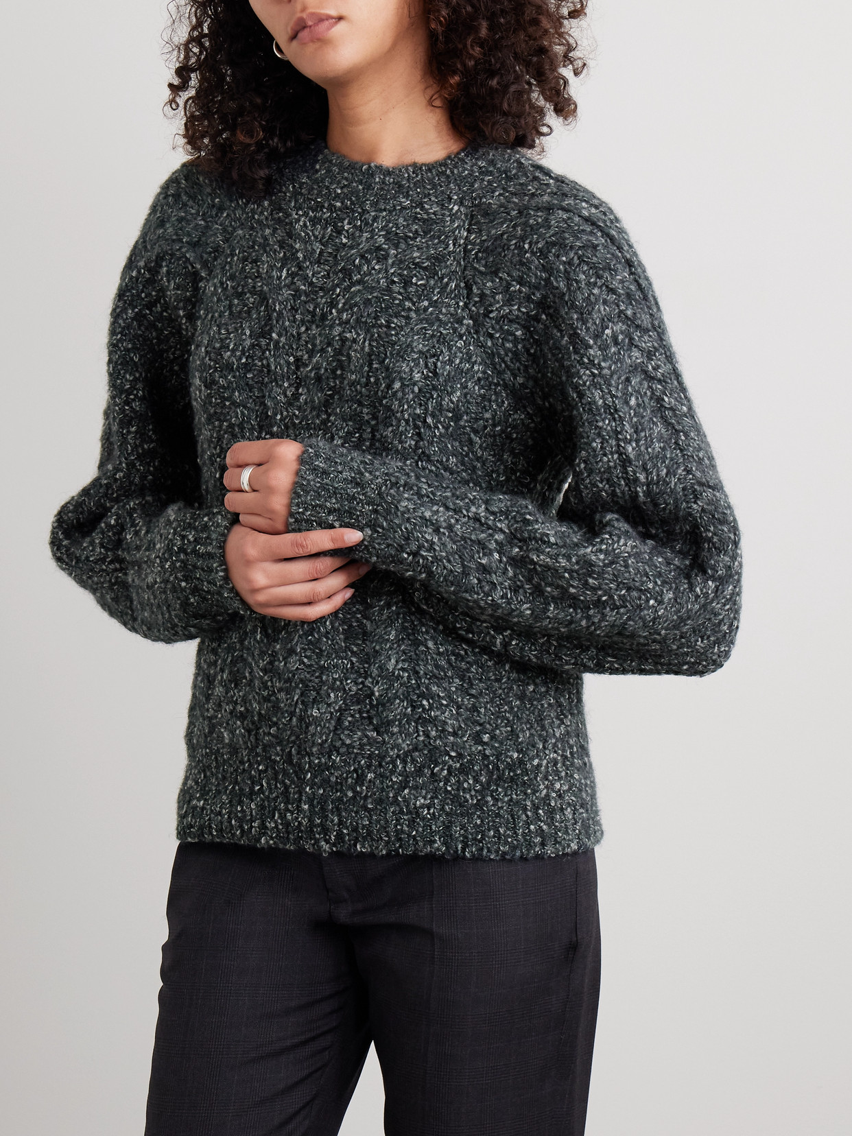 Isabel Marant Kallie Cable-knit Bouclé Sweater In Gray