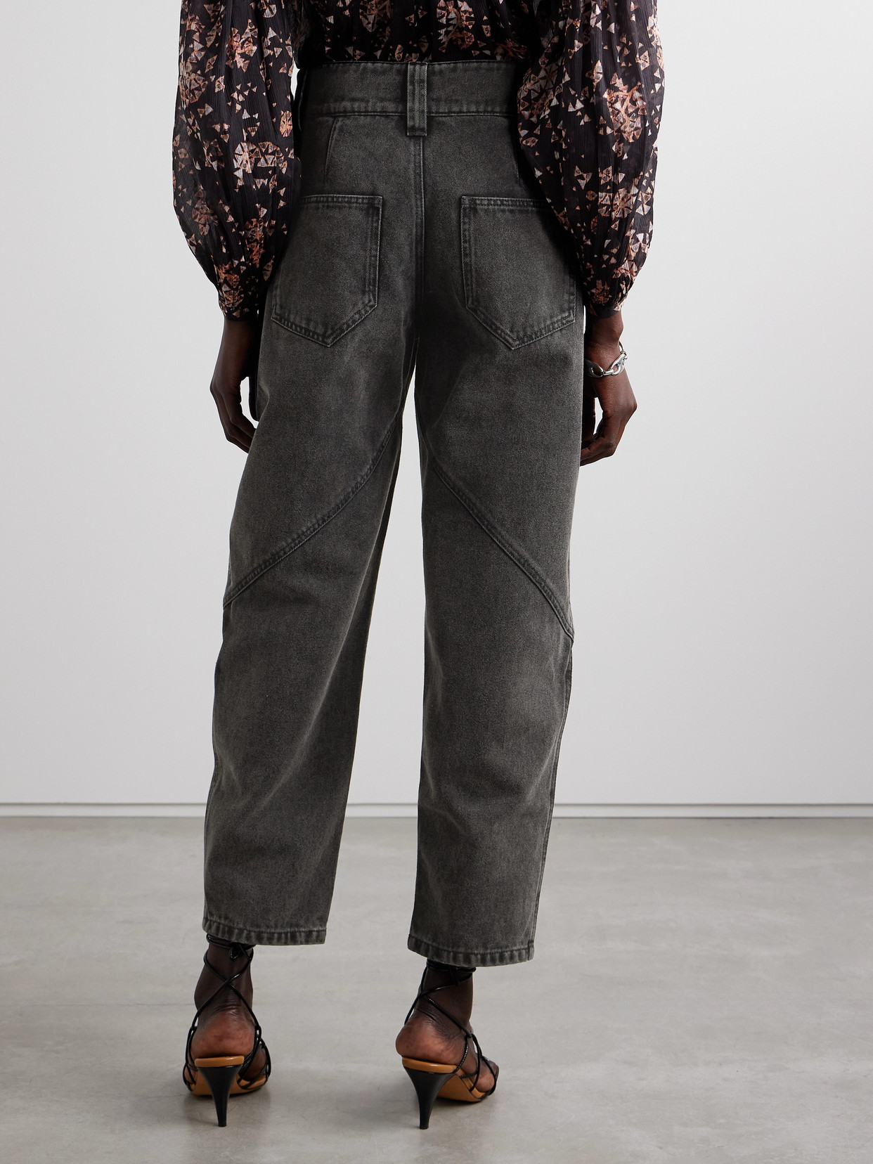 Isabel Marant Catarina Quilted High-rise Tapered Jeans In Gray
