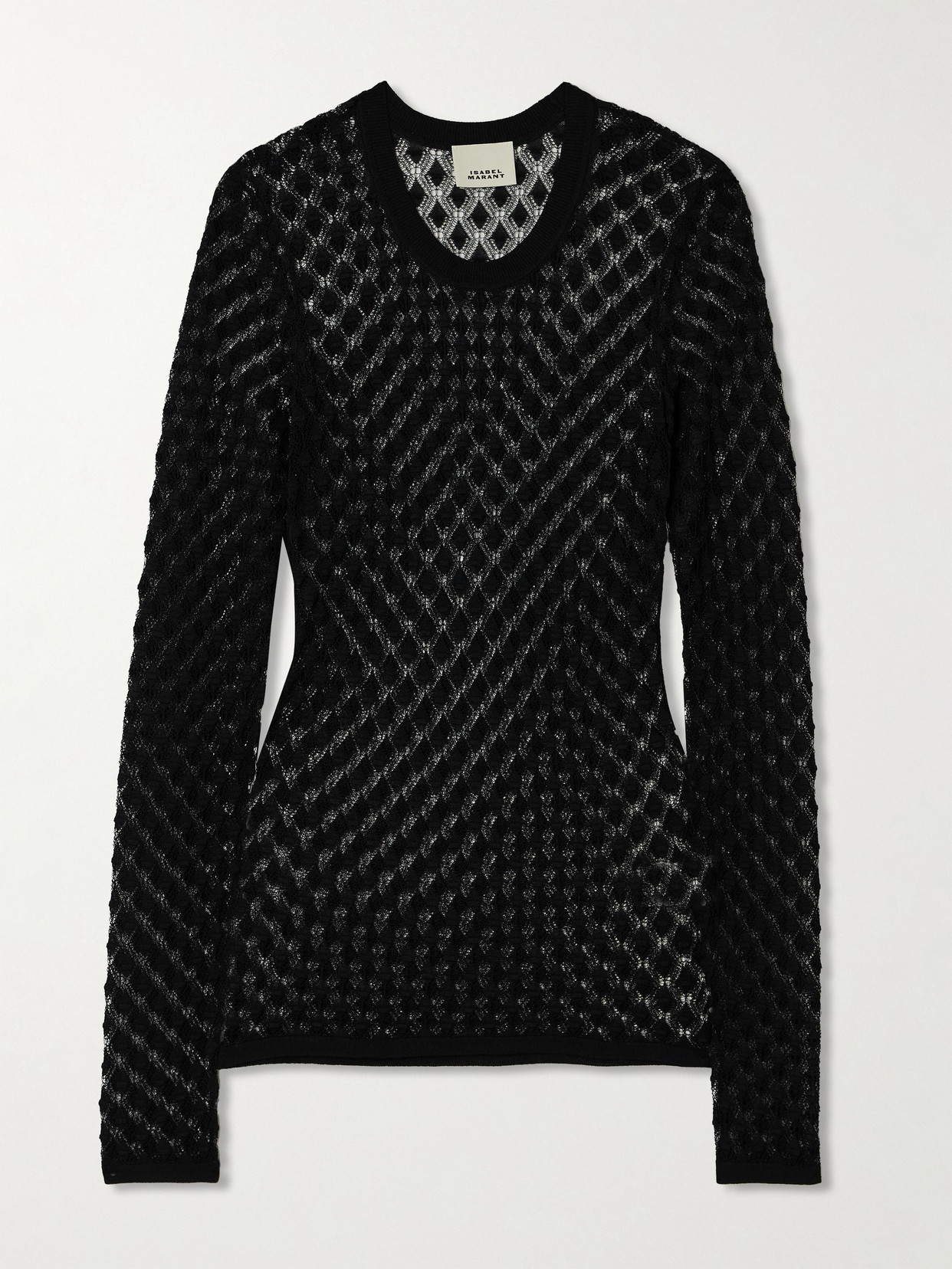 Isabel Marant Zavia Open Knit Crewneck Sweater In Black
