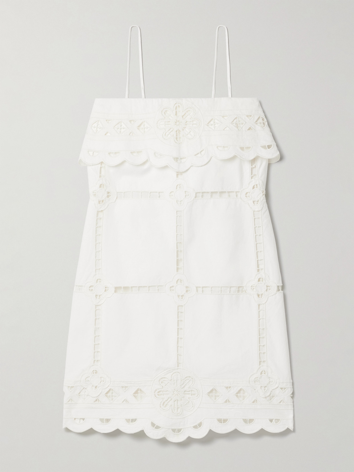 Isabel Marant Parvedy Broderie Anglaise Cotton-poplin Mini Dress In White