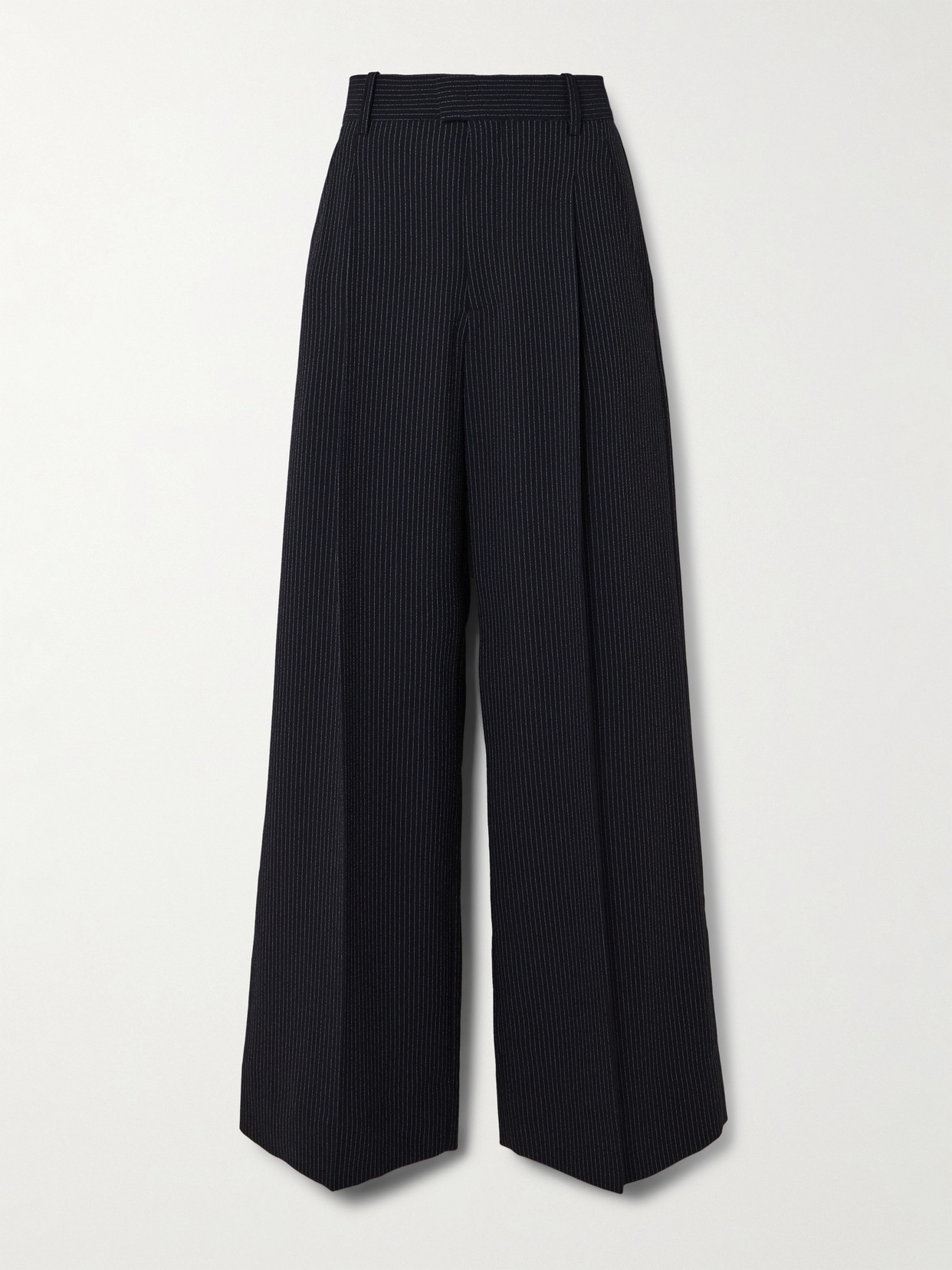 ISABEL MARANT ROMINA PLEATED PINSTRIPED CREPE WIDE-LEG PANTS