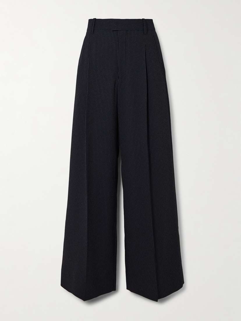 Isabel Marant Romina Pleated Pinstriped Crepe Wide-leg Pants