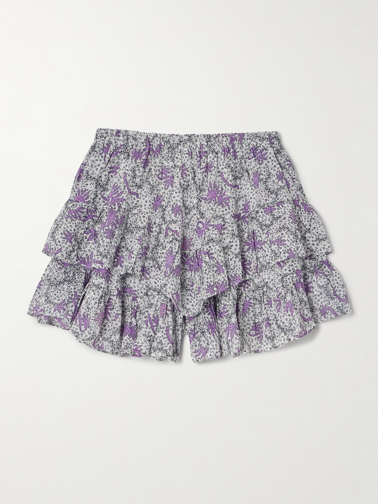 Isabel Marant Étoile Jocadia Tiered Ruffled Printed Cotton-gauze Shorts In Ecru