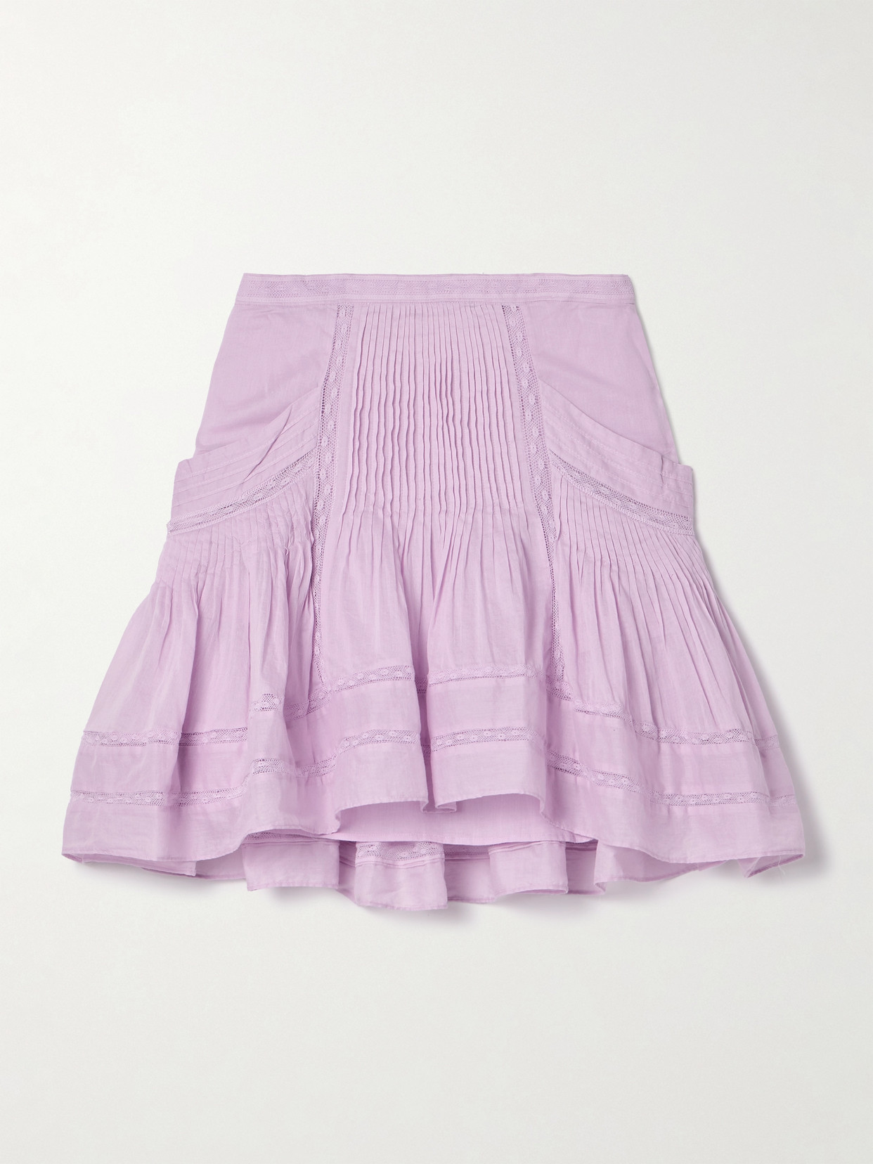 Marant Étoile - Giuliani Crochet-trimmed Pintucked Cotton-voile Mini Skirt - Purple