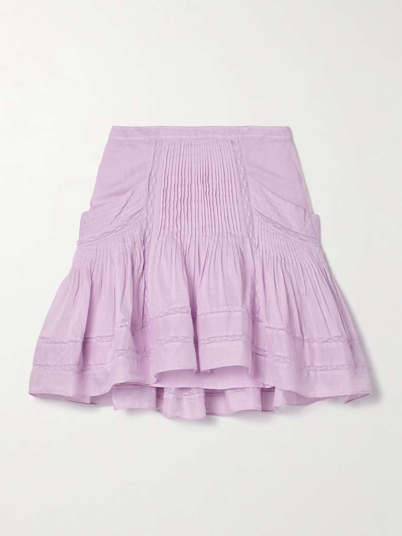 Marant Étoile Giuliani Crochet-trimmed Pintucked Cotton-voile Mini Skirt