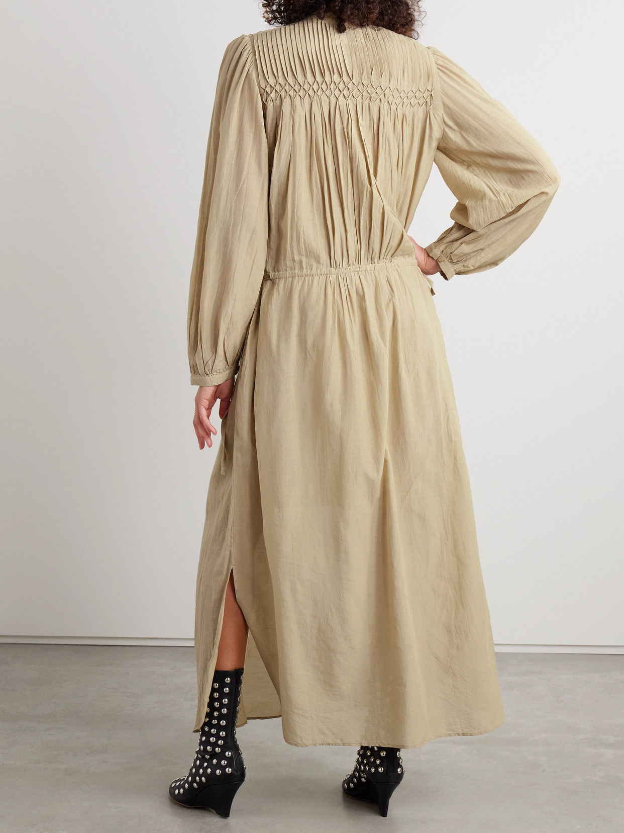 Isabel Marant Étoile Dalida Smocked Cotton-blend Voile Midi Dress In Green