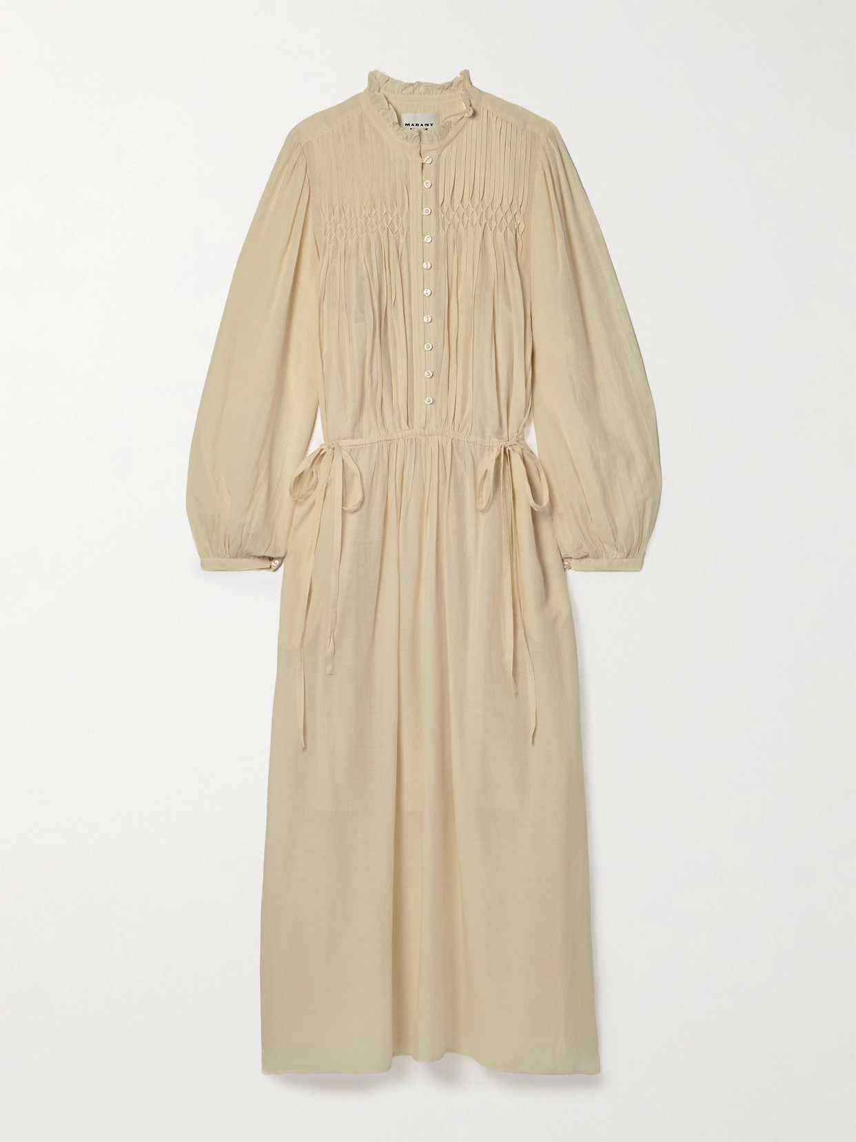 Isabel Marant Étoile Dalida Smocked Cotton-blend Voile Midi Dress In Green