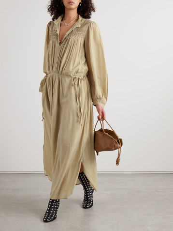 Marant Étoile Dalida smocked cotton-blend voile midi dress