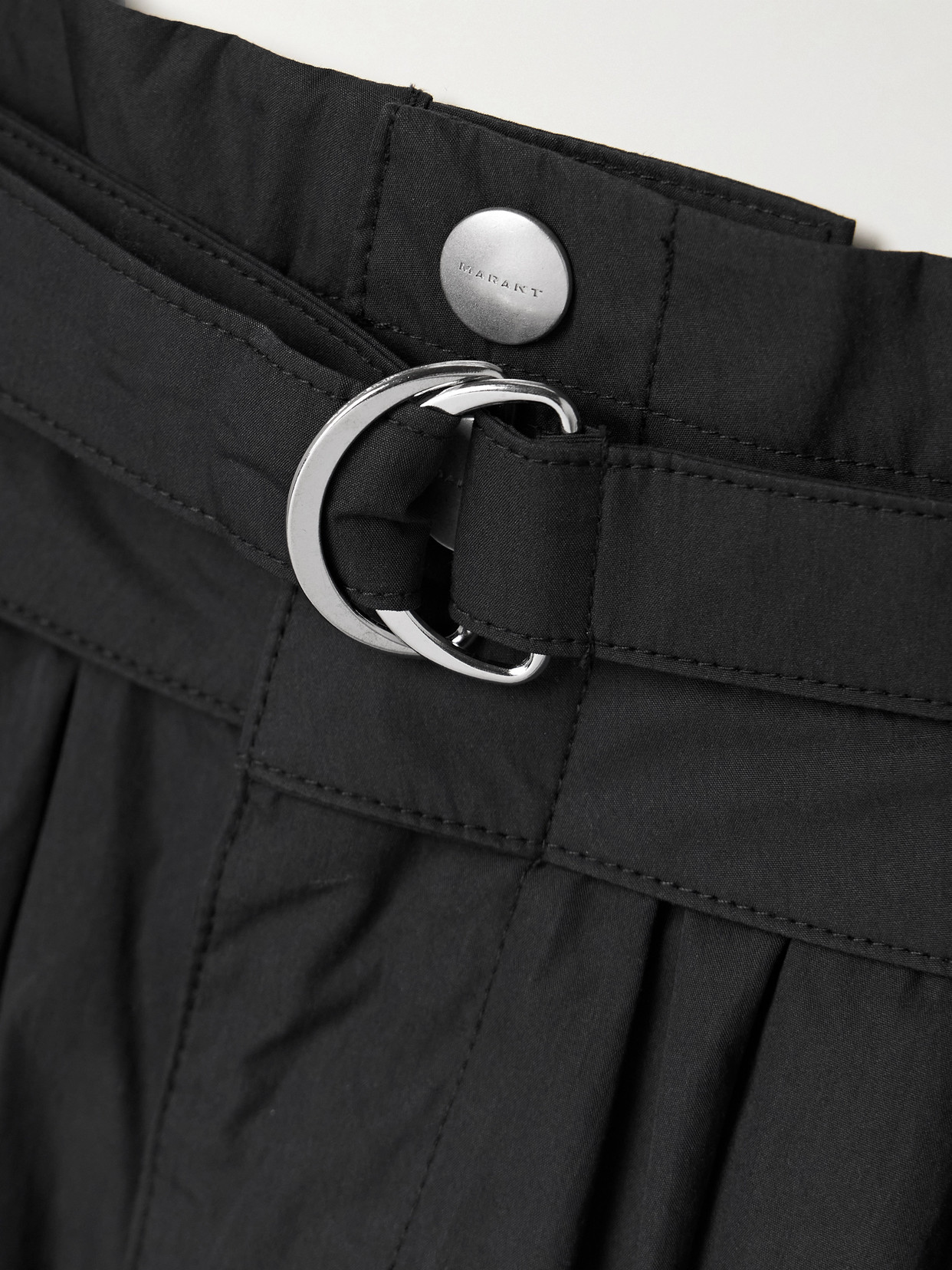 Isabel Marant Étoile Celia Belted Pleated Shell Tapered Pants In Black